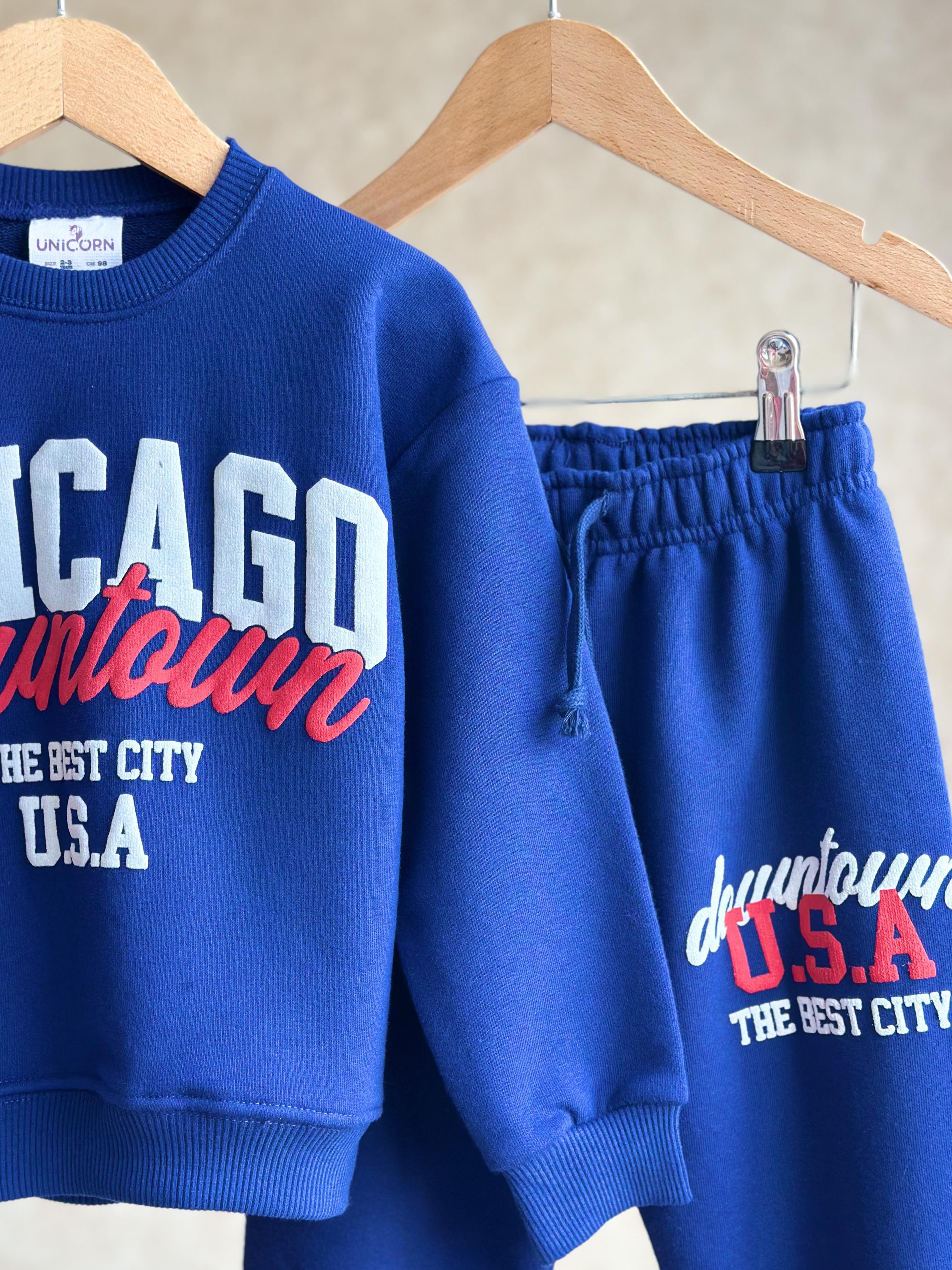 CHİCAGO Baskılı Sweatshirt ve Sweatpant Takım