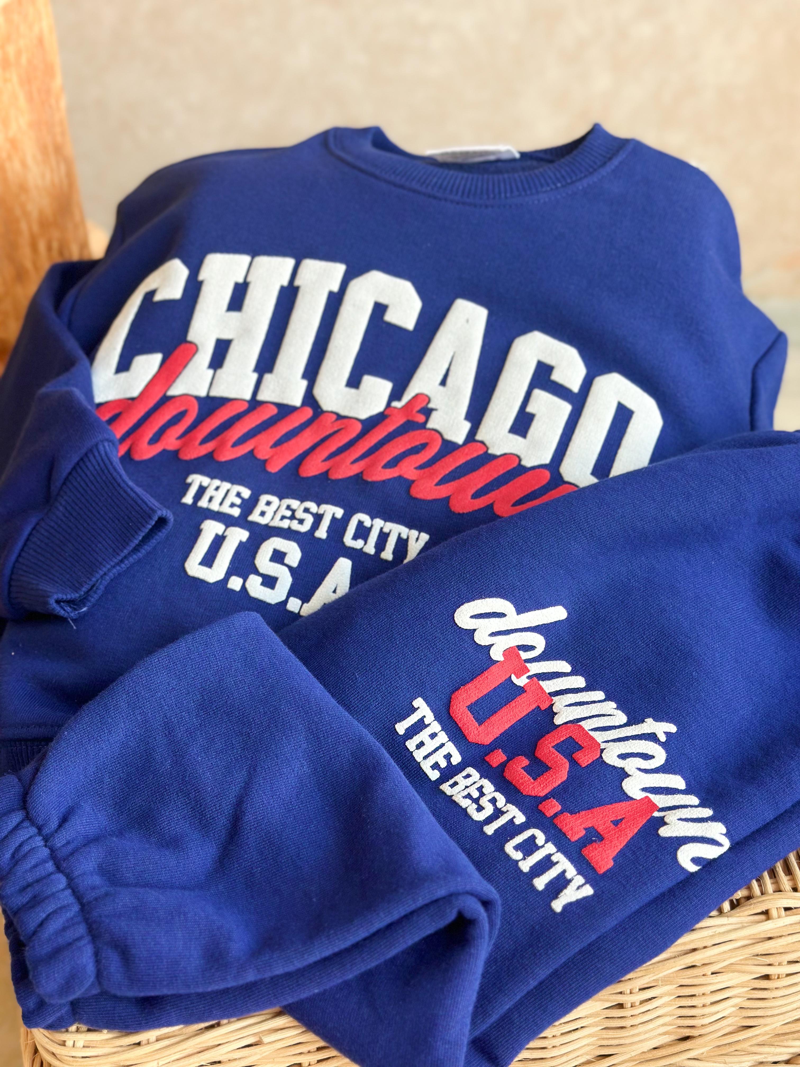 CHİCAGO Baskılı Sweatshirt ve Sweatpant Takım