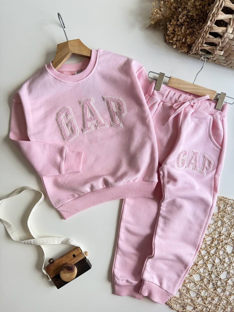 Logolu Nakış Detay Sweatshirt ve Eşofman Kız Çocuk Takım
