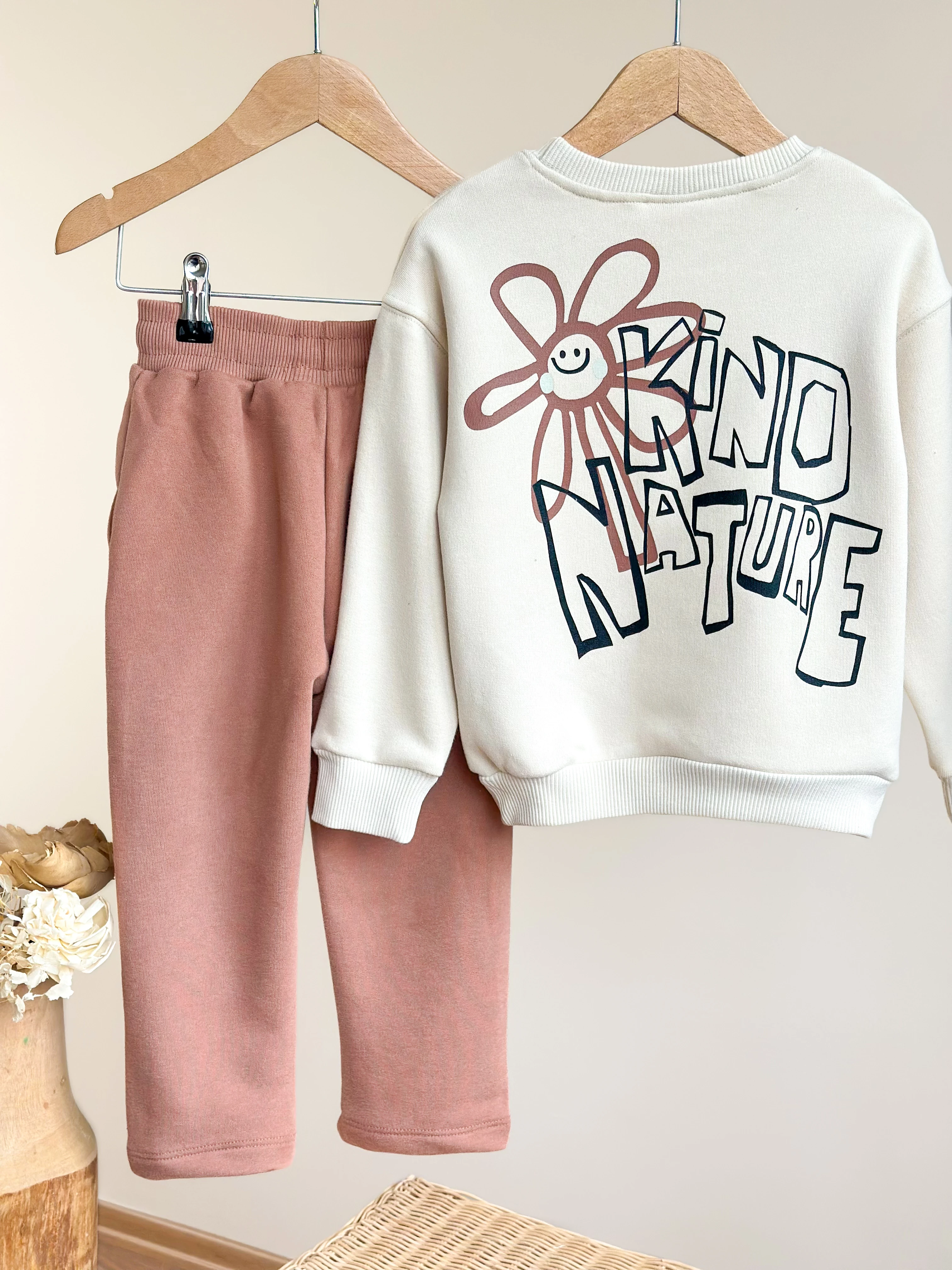 KINO NATURE Baskılı Sweatshirt ve Pantolon Takım