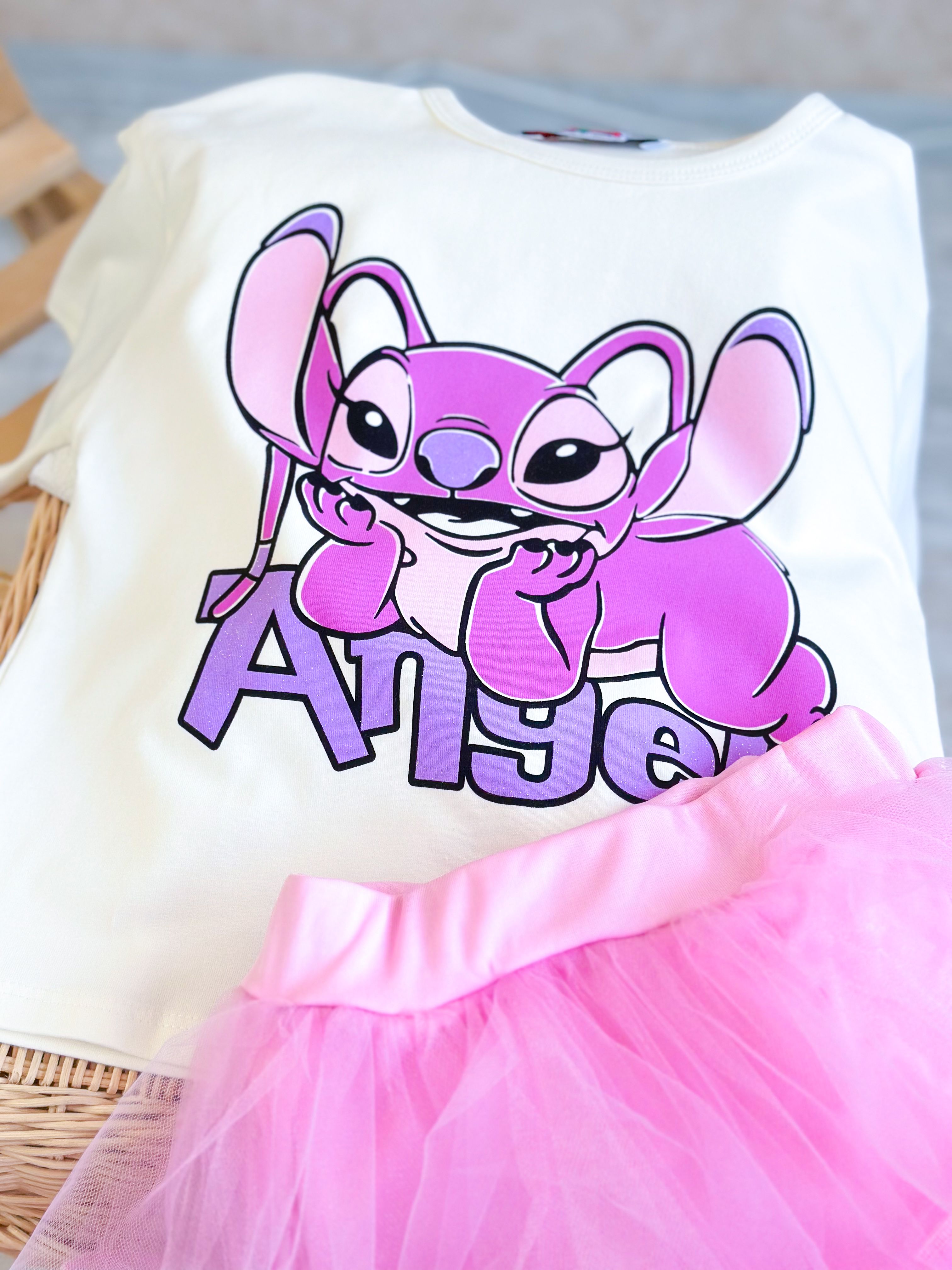 Tütü Etekli Stitch Takım-Pink