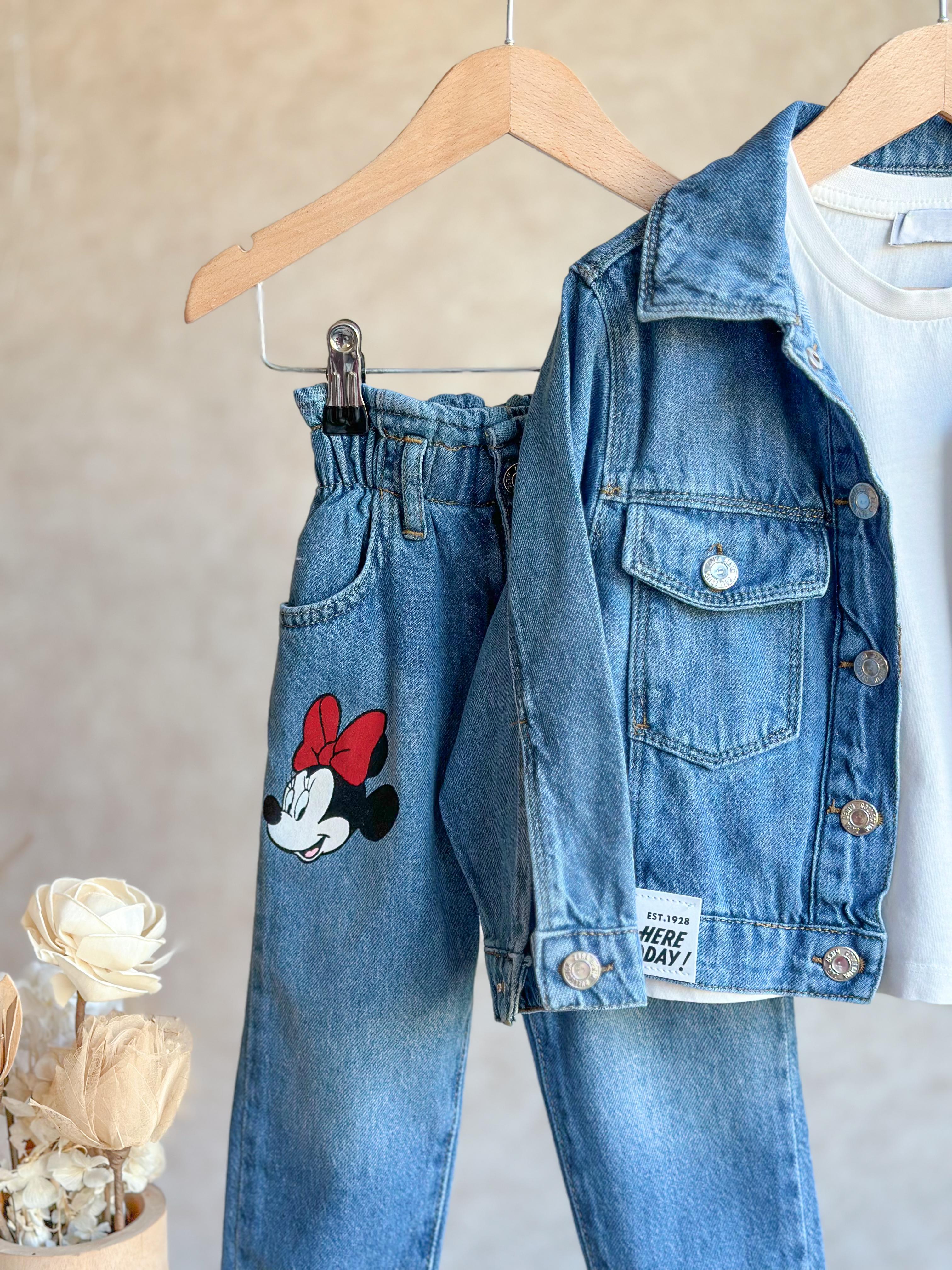 MINNIE Sırt Baskılı Denim Ceket