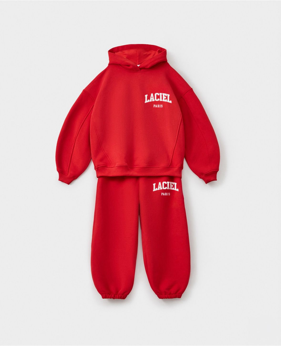 Winter Club Baskılı Kapüşonlu Sweatshirt ve Eşofman Takım-Kırmızı