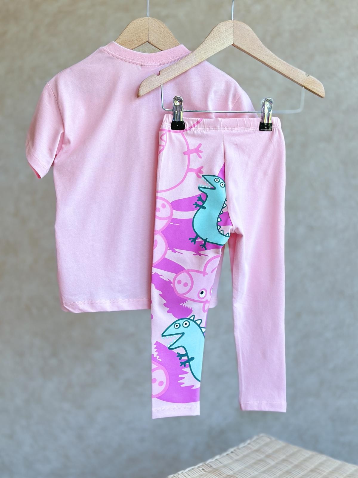 PEPPA Baskılı Açık Pembe Taytlı Takım