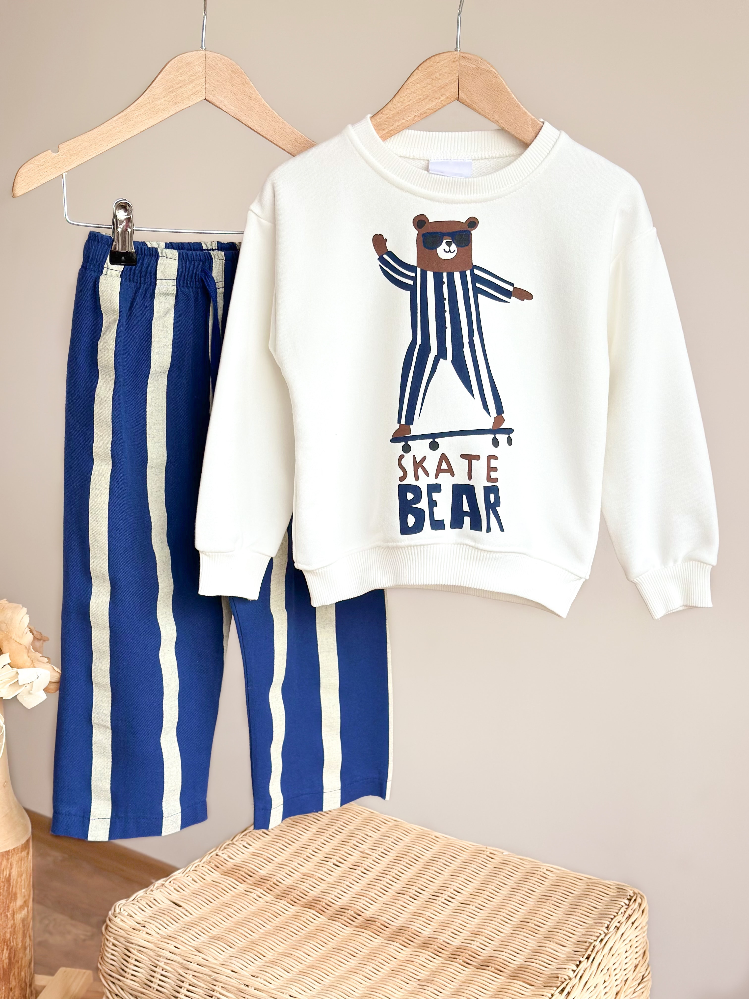 SKATE BEAR Sweatshirt ve Dokuma Pantolon Takım