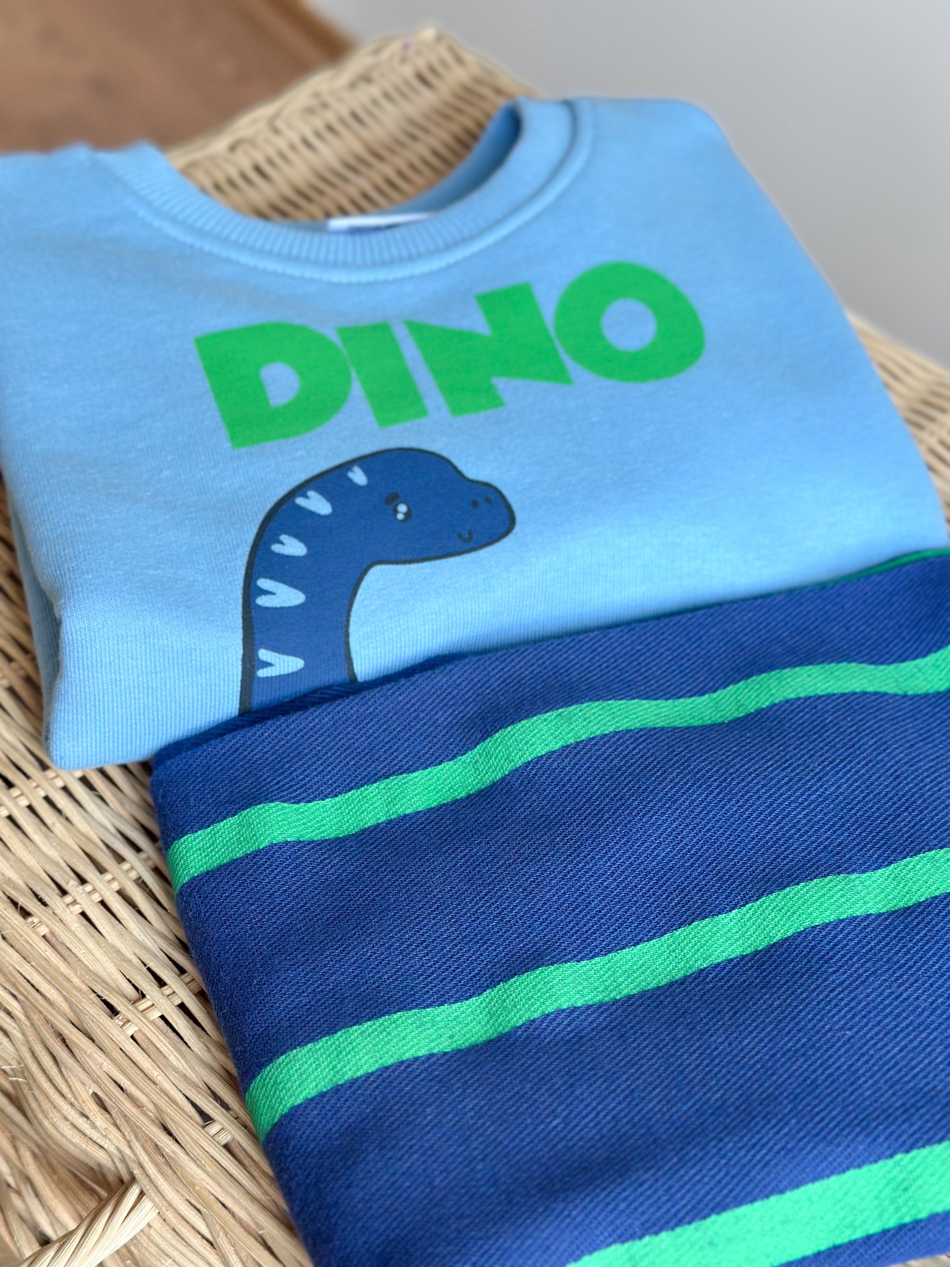 MİNİ DİNO Sweatshirt ve Dokuma Pantolon Takım