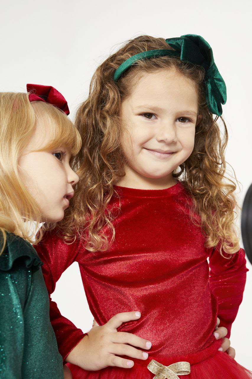 Kırmızı Kadife Bluz ve Pul Detaylı Tütü Etek Takım