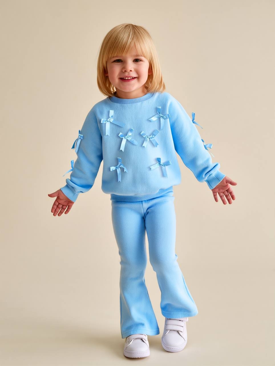 BLUE RIBBONY 3 Boyutlu Sweatshirt ve İspanyol Paça Tayt Takım