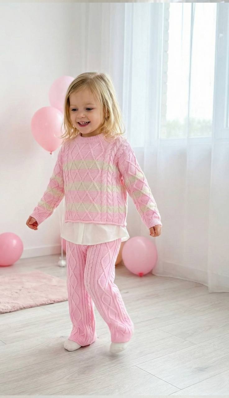 PINKY ANGEL Gömlek Detaylı Triko ve Triko Pantolon