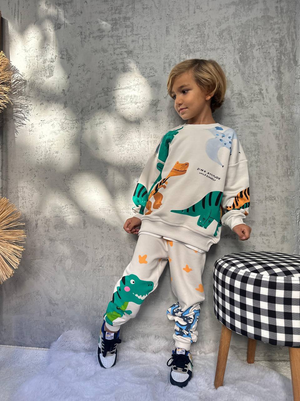 DİNO WILD ENERGY Baskılı Erkek Çocuk Sweatshirt ve Eşofman Takımı