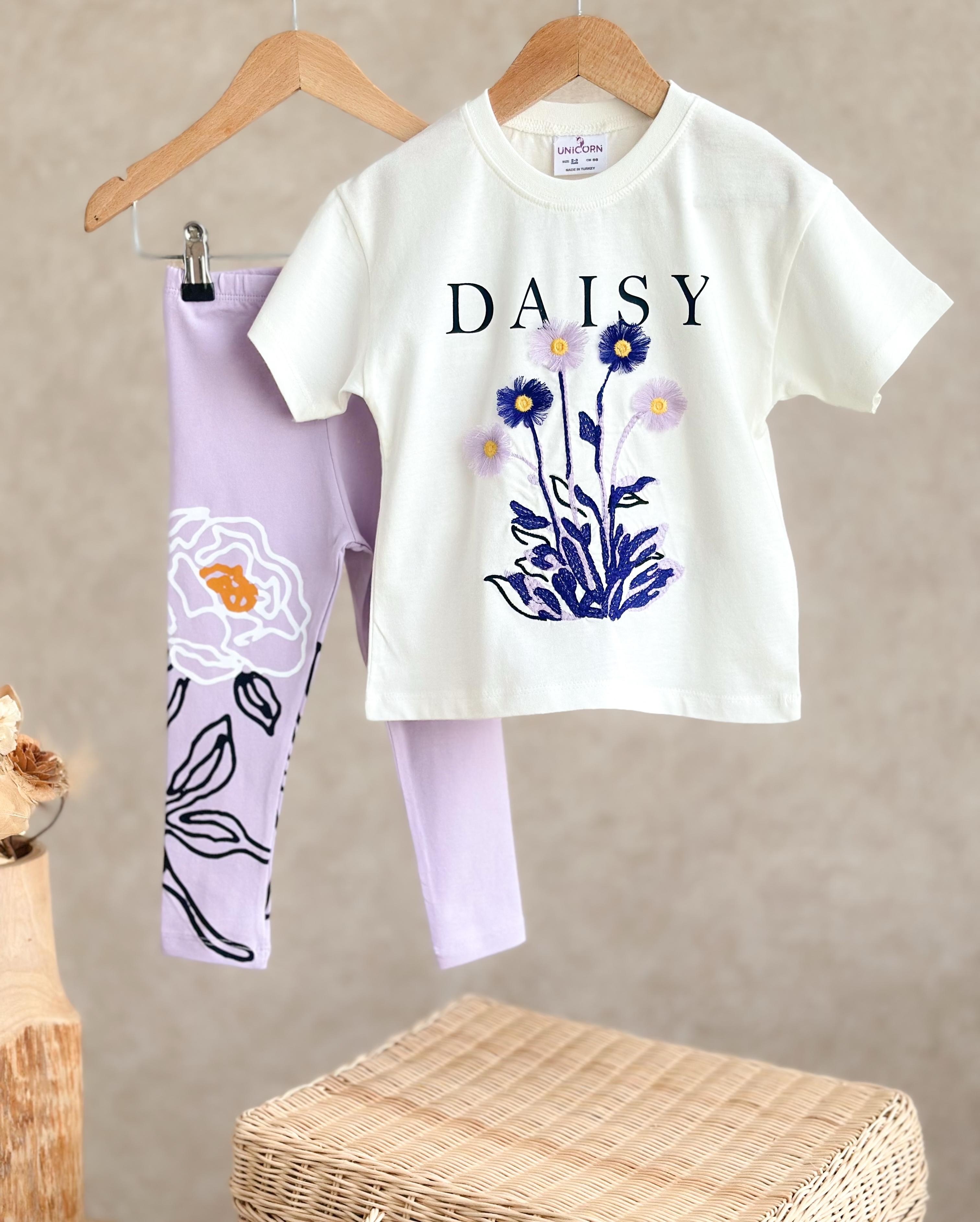 DAISY 3 Boyutlu Kız Çocuk Tişört-Tayt Takım