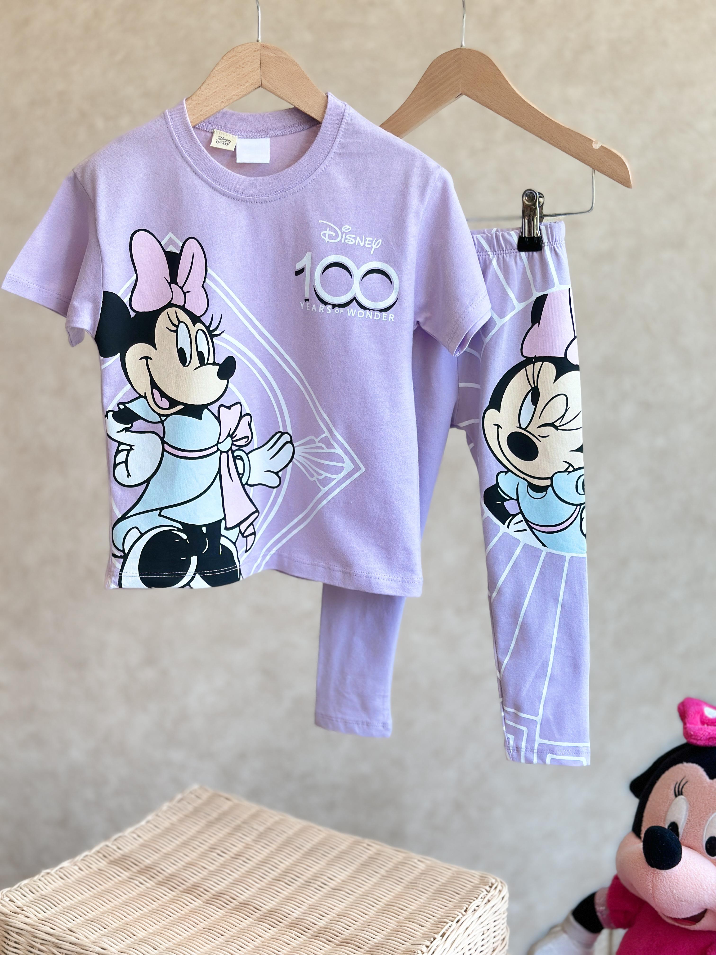 Minnie T-Shirt ve Tayt Takım-Lila