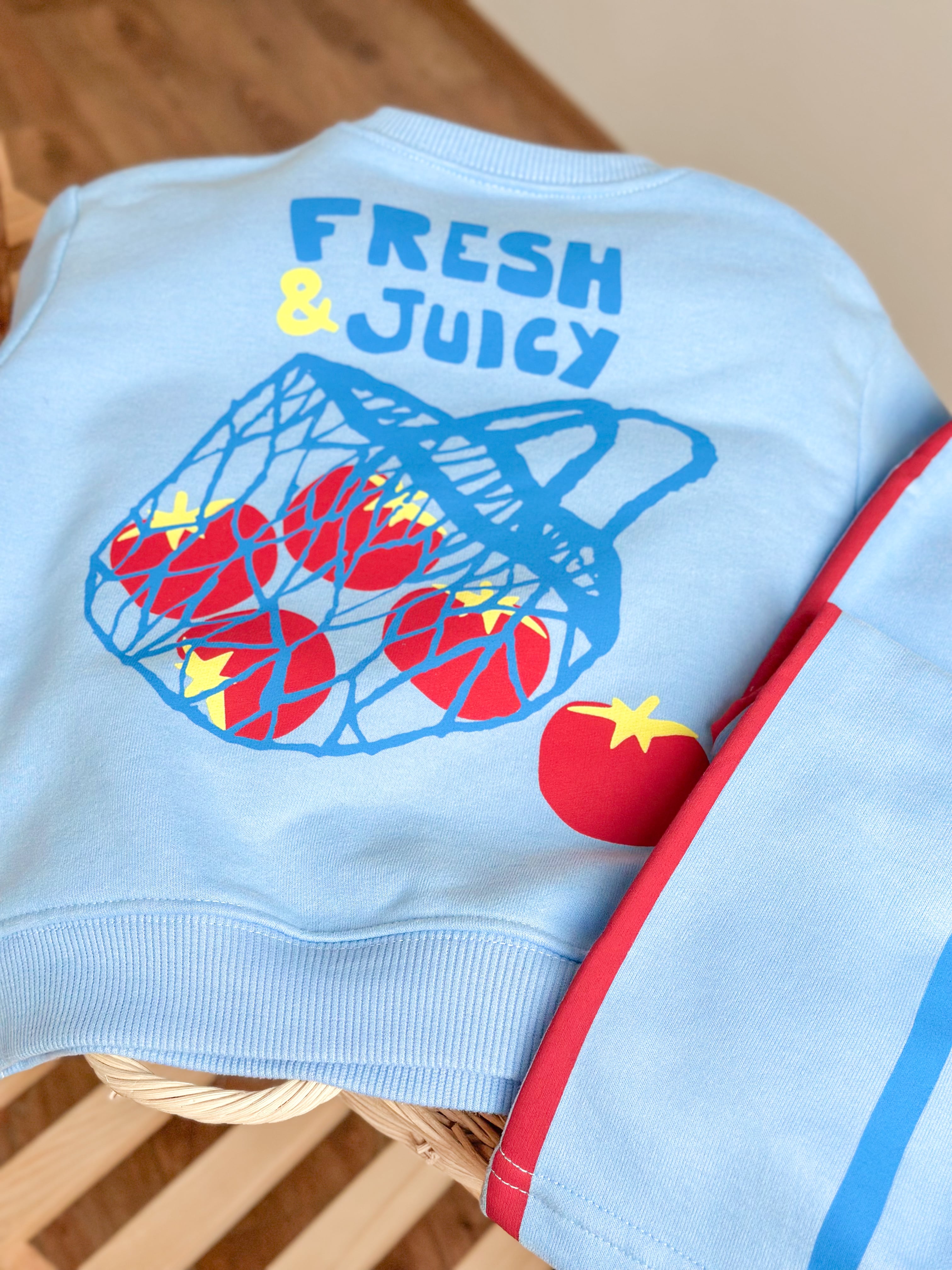 FRESH & JUİCY BASKILI Sweatshirt ve 3 İplik Alt Eşofman Takım-Mavi