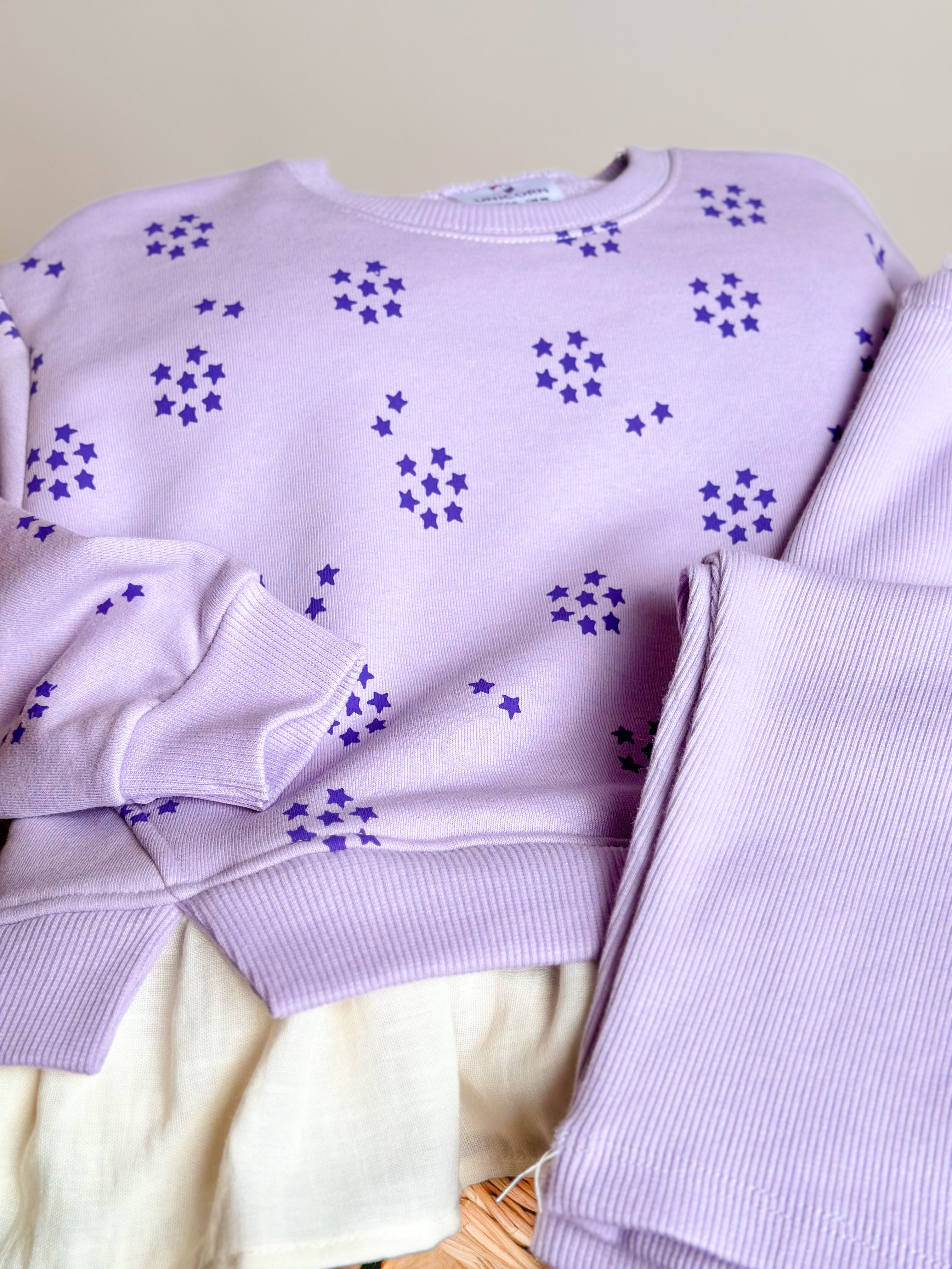 BABY BABY STARS Gömlek Detaylı Sweatshirt ve Tayt Takım