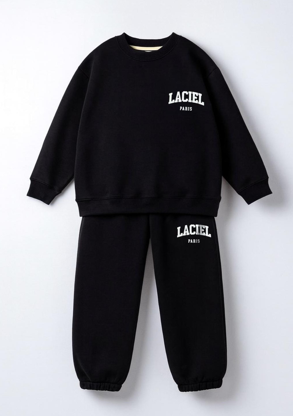 Winter Club Baskılı Sweatshirt ve Eşofman Takım-Siyah