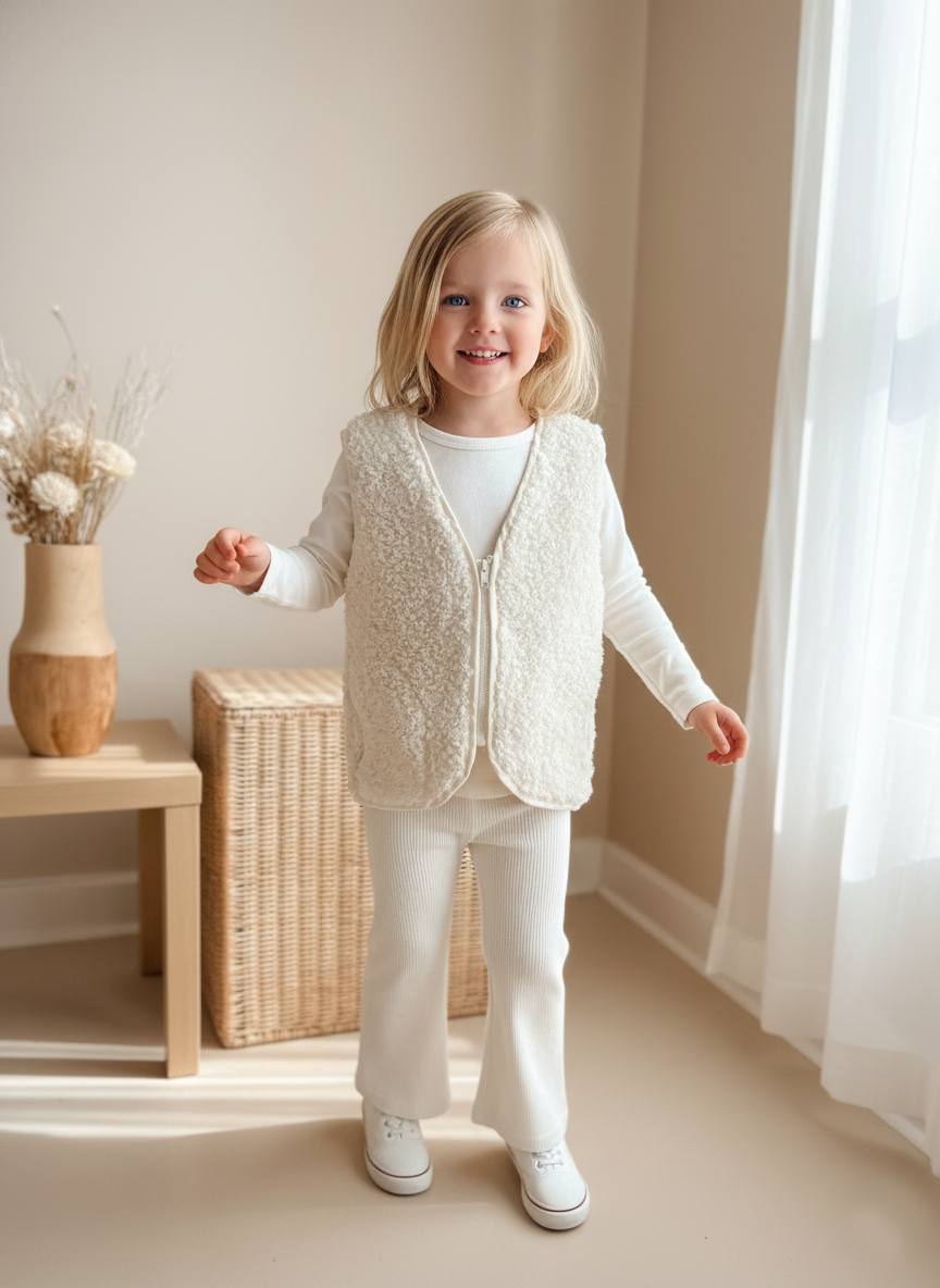 HOGGET Yumuşak Dokulu Yelek-Ekru