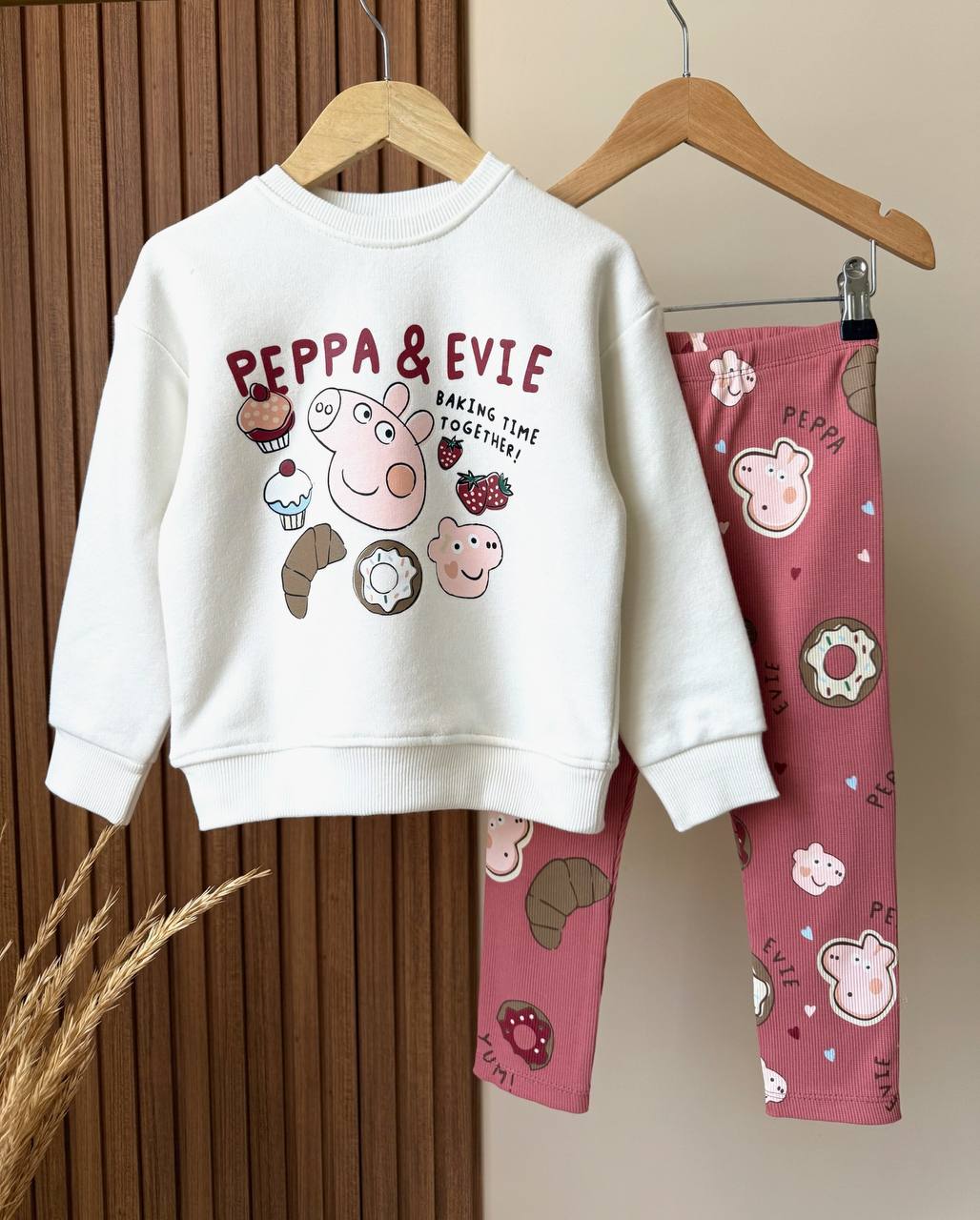 Peppa Baskılı Sweatshirt ve Tayt Takım