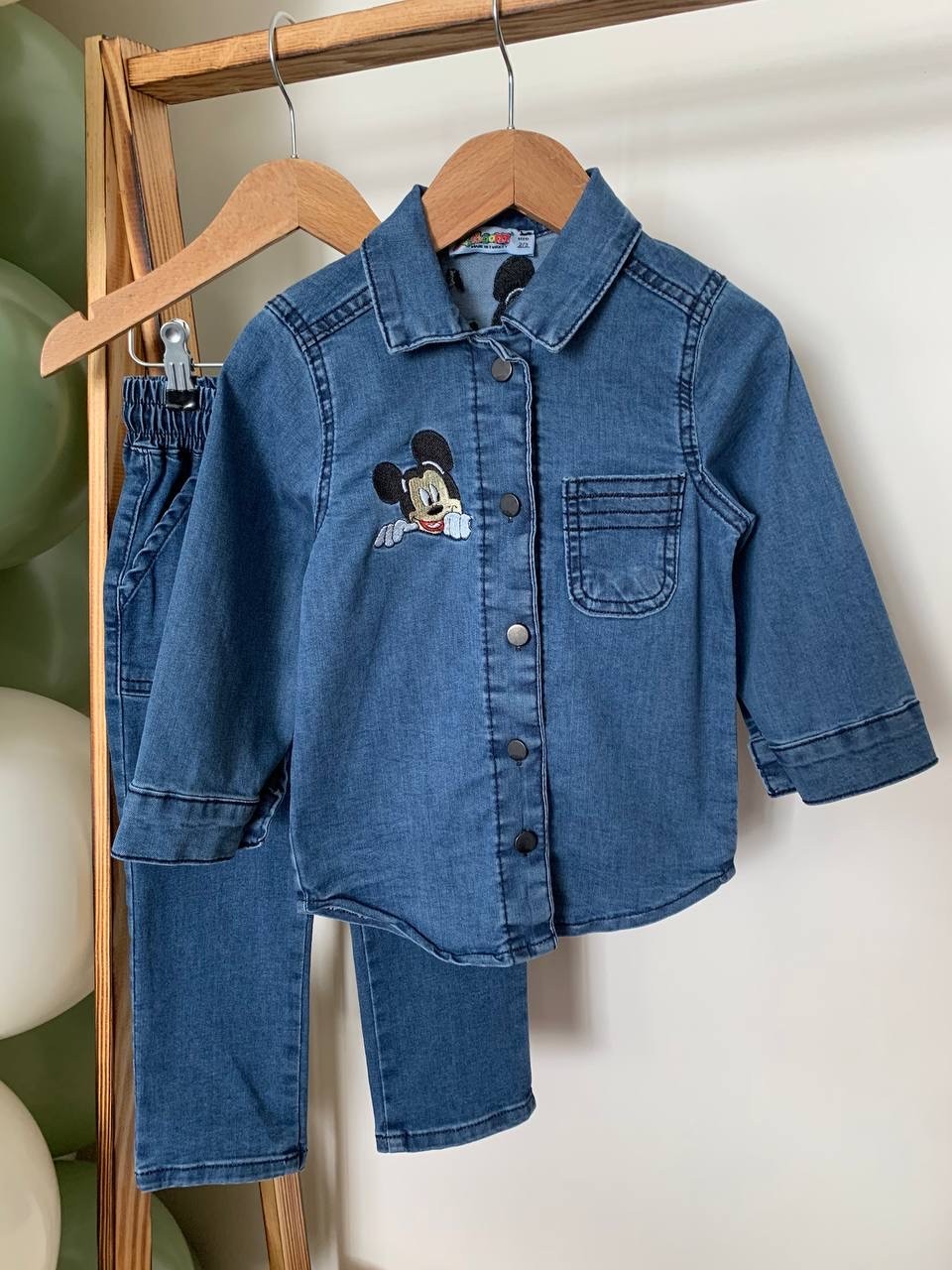 Mickey Baskılı Denim Takım