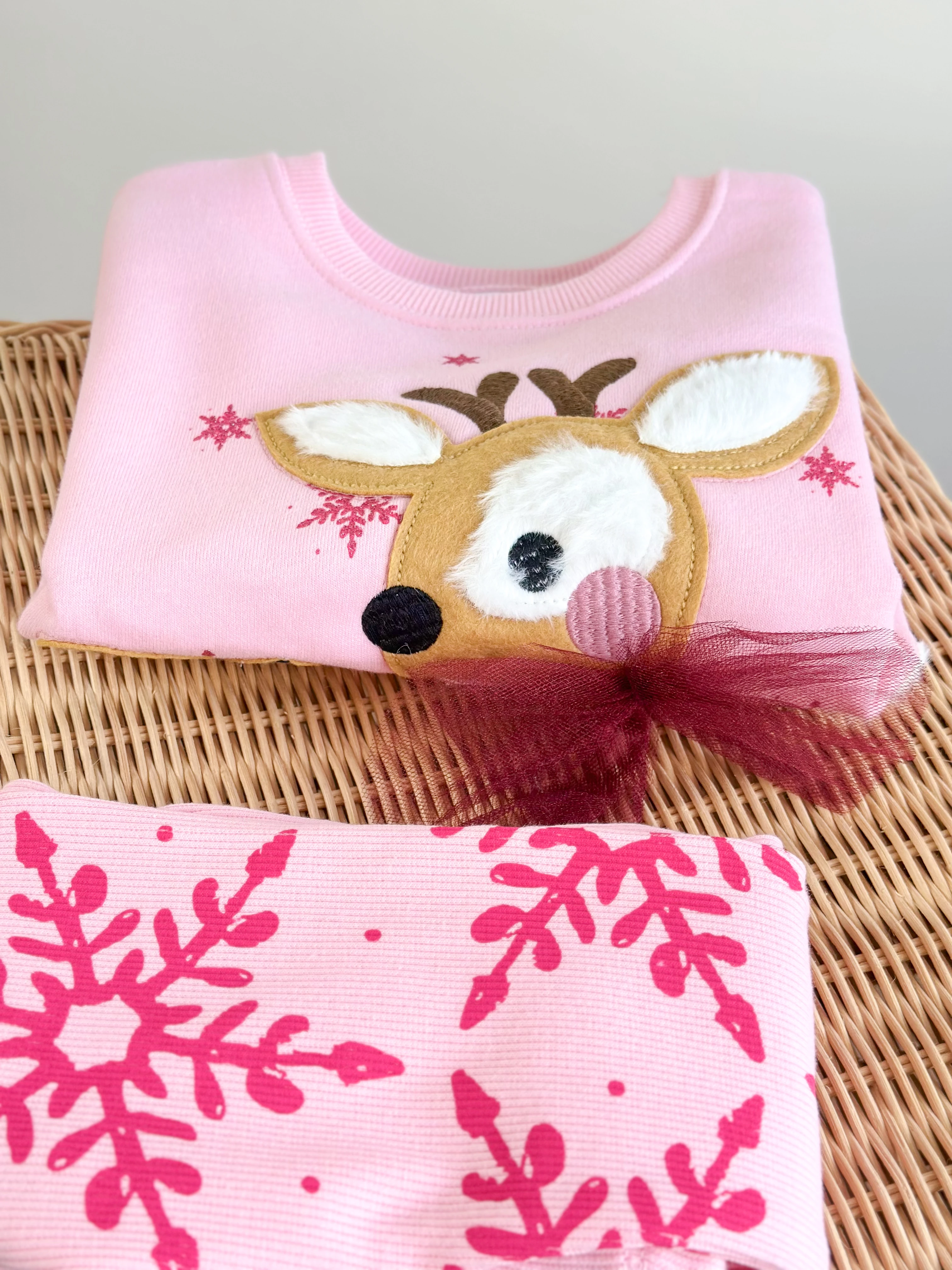 Yeni Yıl Temalı 3 Boyutlu Sweatshirt ve Tayt Takım