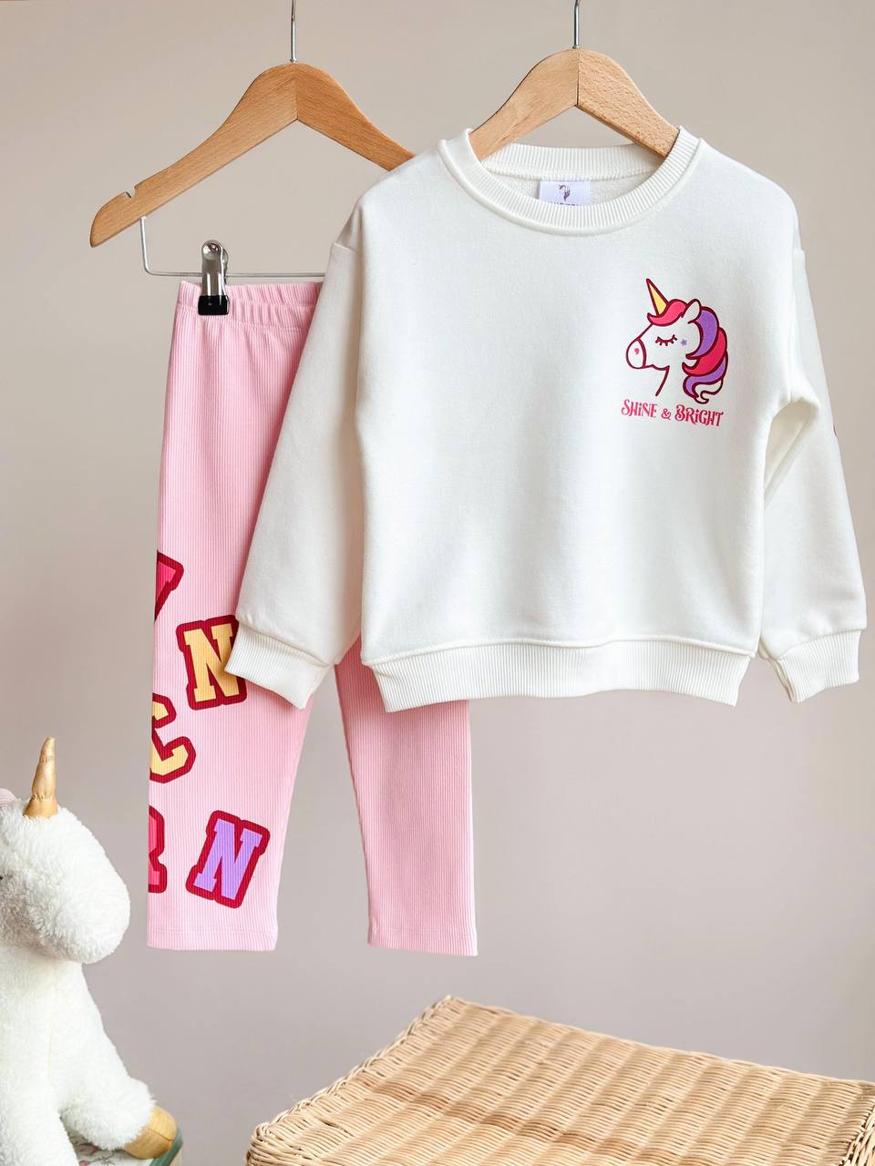 SHINE&BRIGHT Kol Yazı Detaylı Sweatshirt ve Tayt Takım