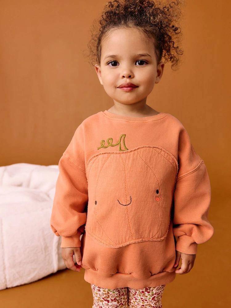 Yeni Sezon Balkabağı Desen Sweatshirt ve Taytlı Takım