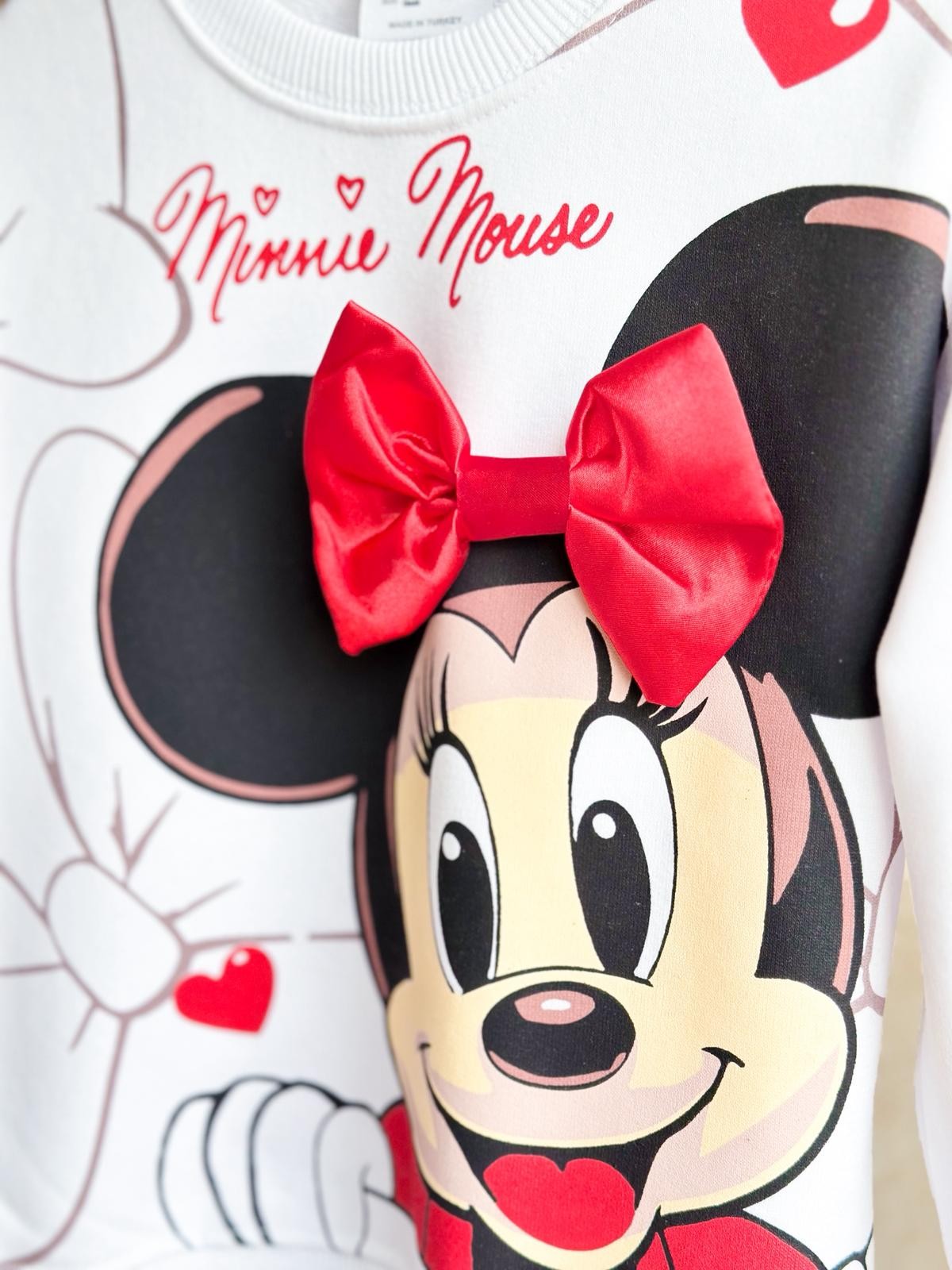 Minnie 3 Boyutlu Kurle Detay Sweatshirt ve Tayt Takım
