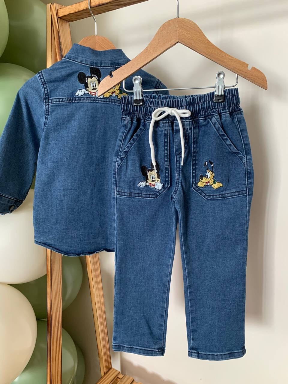 Mickey Baskılı Denim Takım