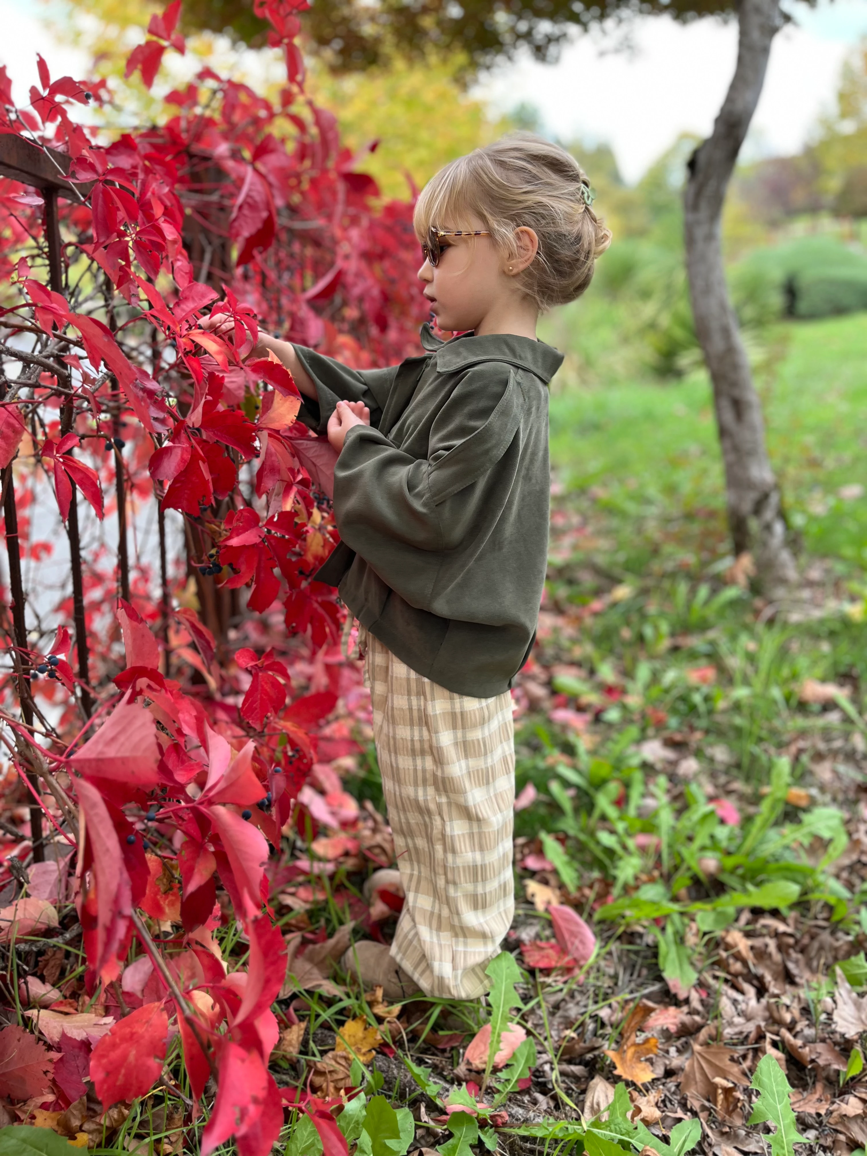 ADA Süet Görünümlü Bomber Ceket ve Gofre Pantolon Kız Çocuk Takım