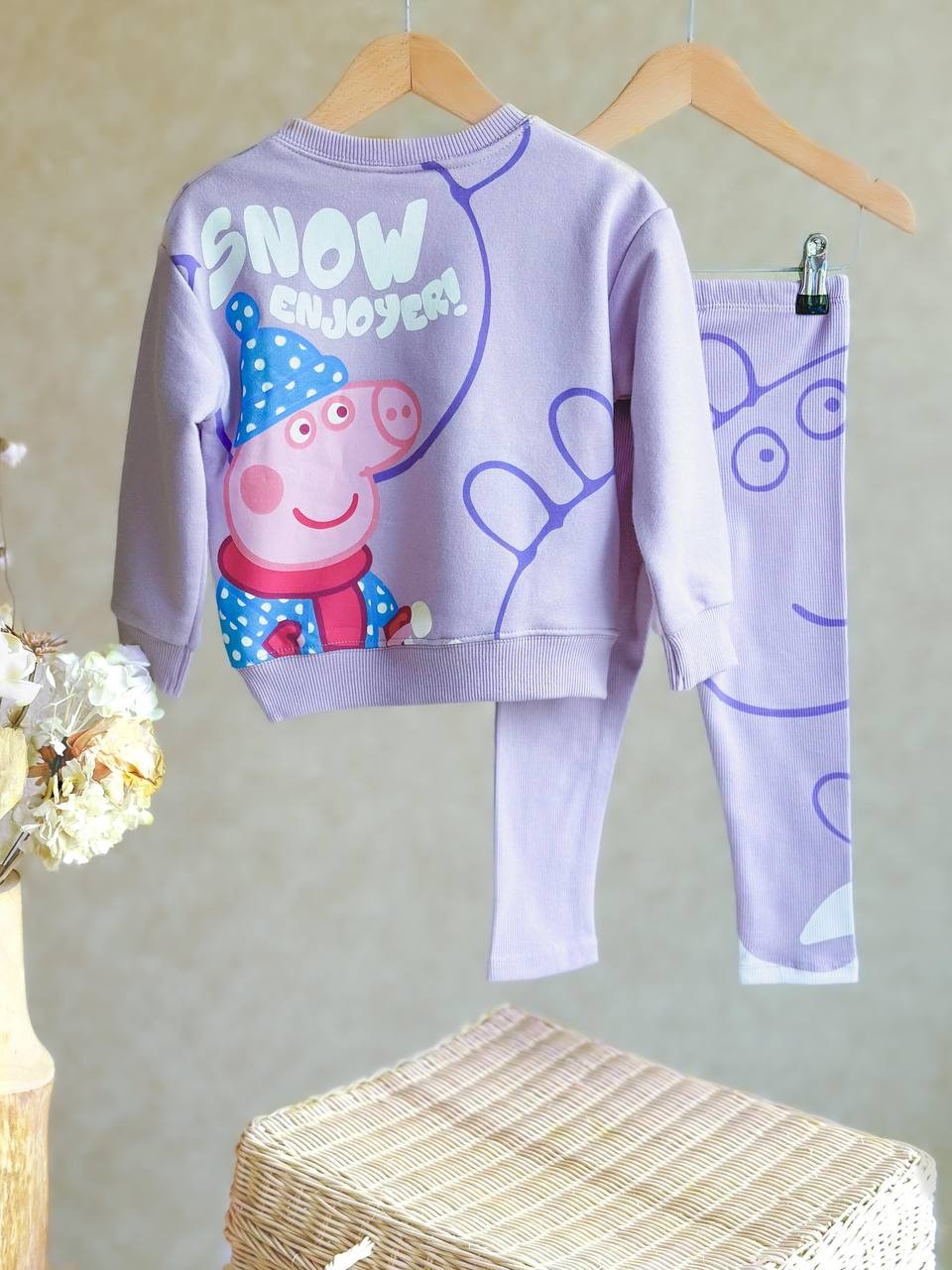Peppa Baskılı Sweatshirt ve Tayt Takım