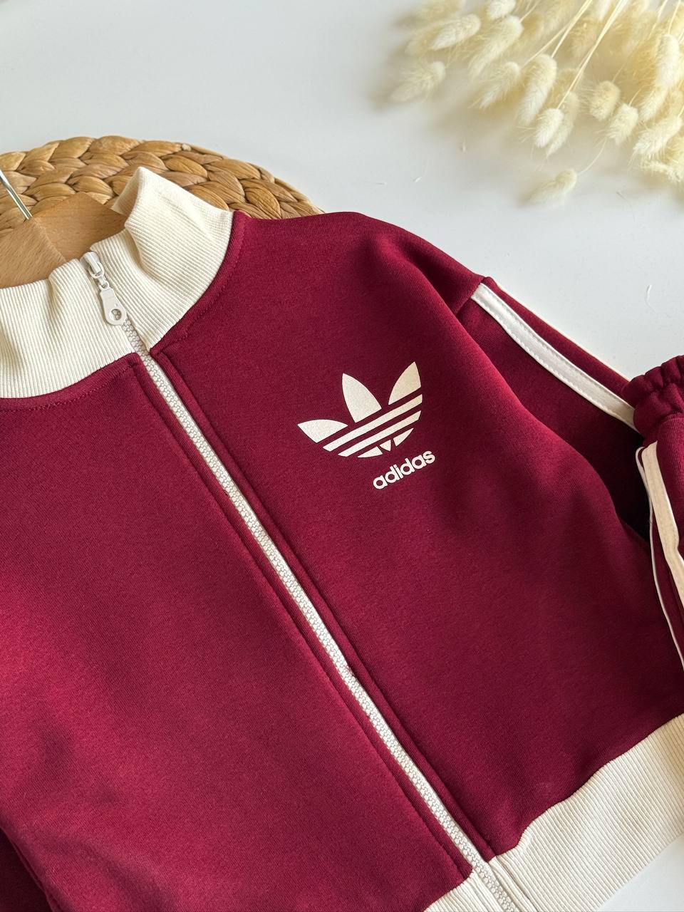 Oversize Ads Fermuarlı Eşofman Takım-Bordo