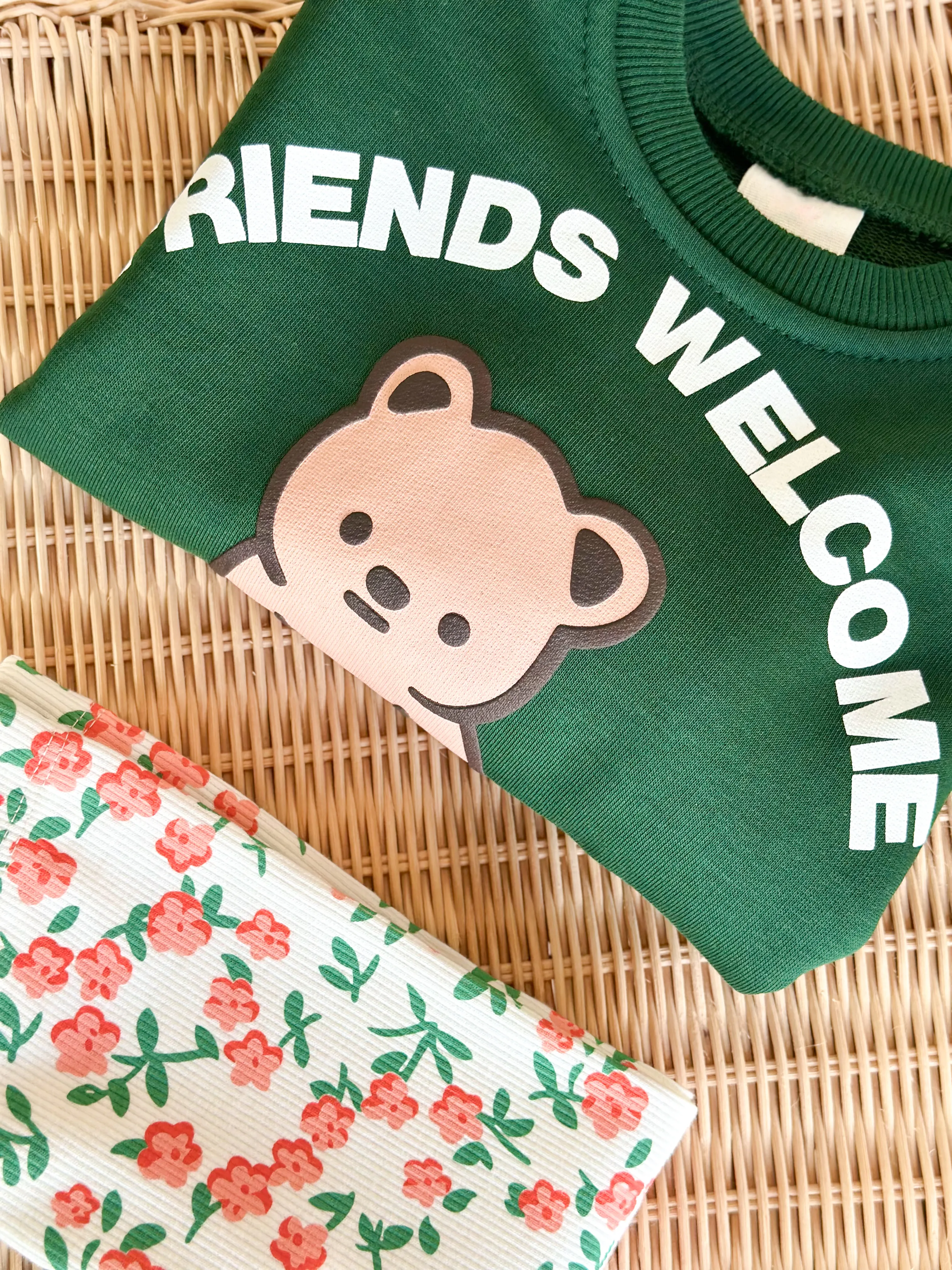 FRIENDS WELCOME Baskılı Kız Çocuk Sweatshirt ve Tayt Takım