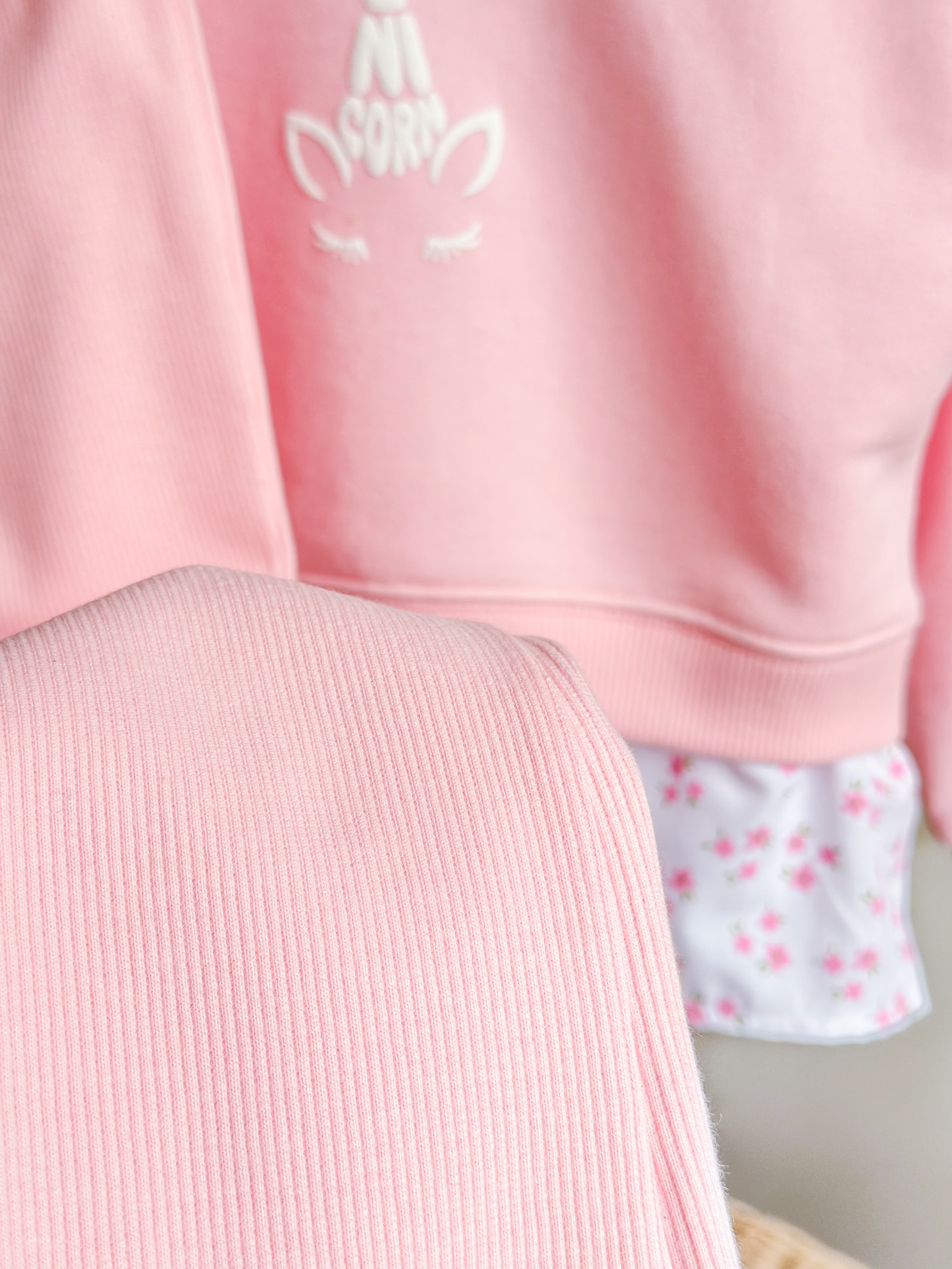 PINKY FLOWER Gömlek Detaylı Sweatshirt ve İspanyol Paça Tayt Takım 