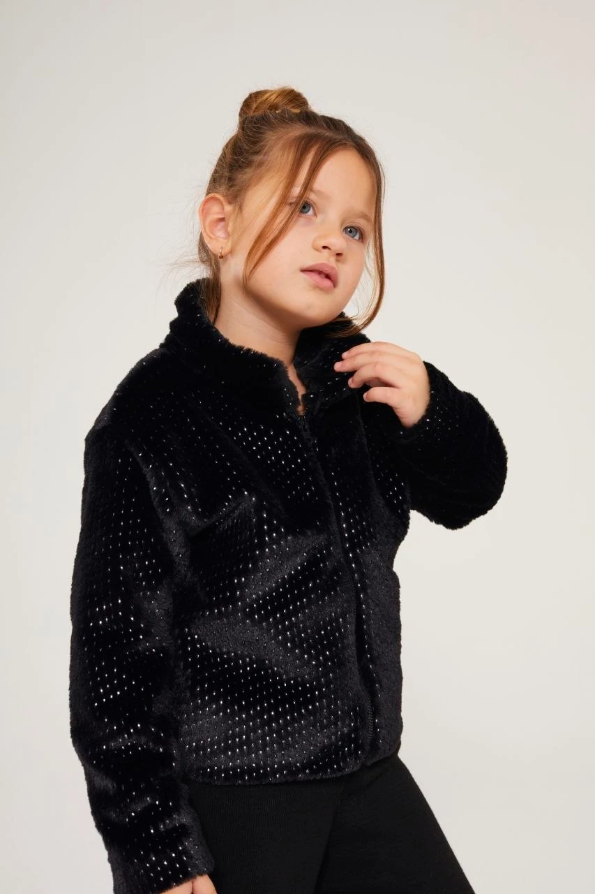 Sim Baskılı Peluş Ceket ve Triko Pantolon Takım