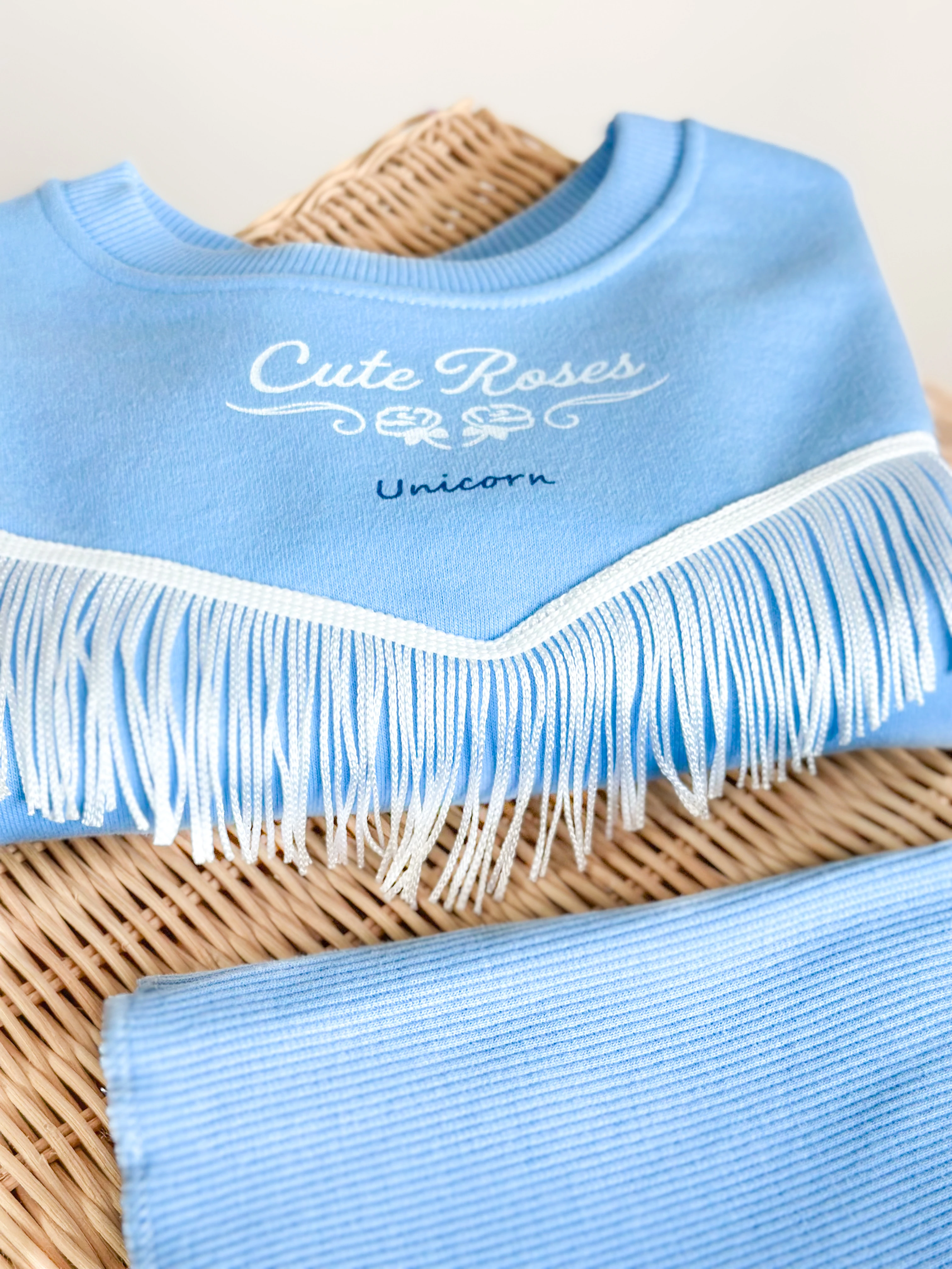 DONELLA Babyblue Püskül Detaylı Sweatshirt ve İspanyol Paça Tayt Takım 