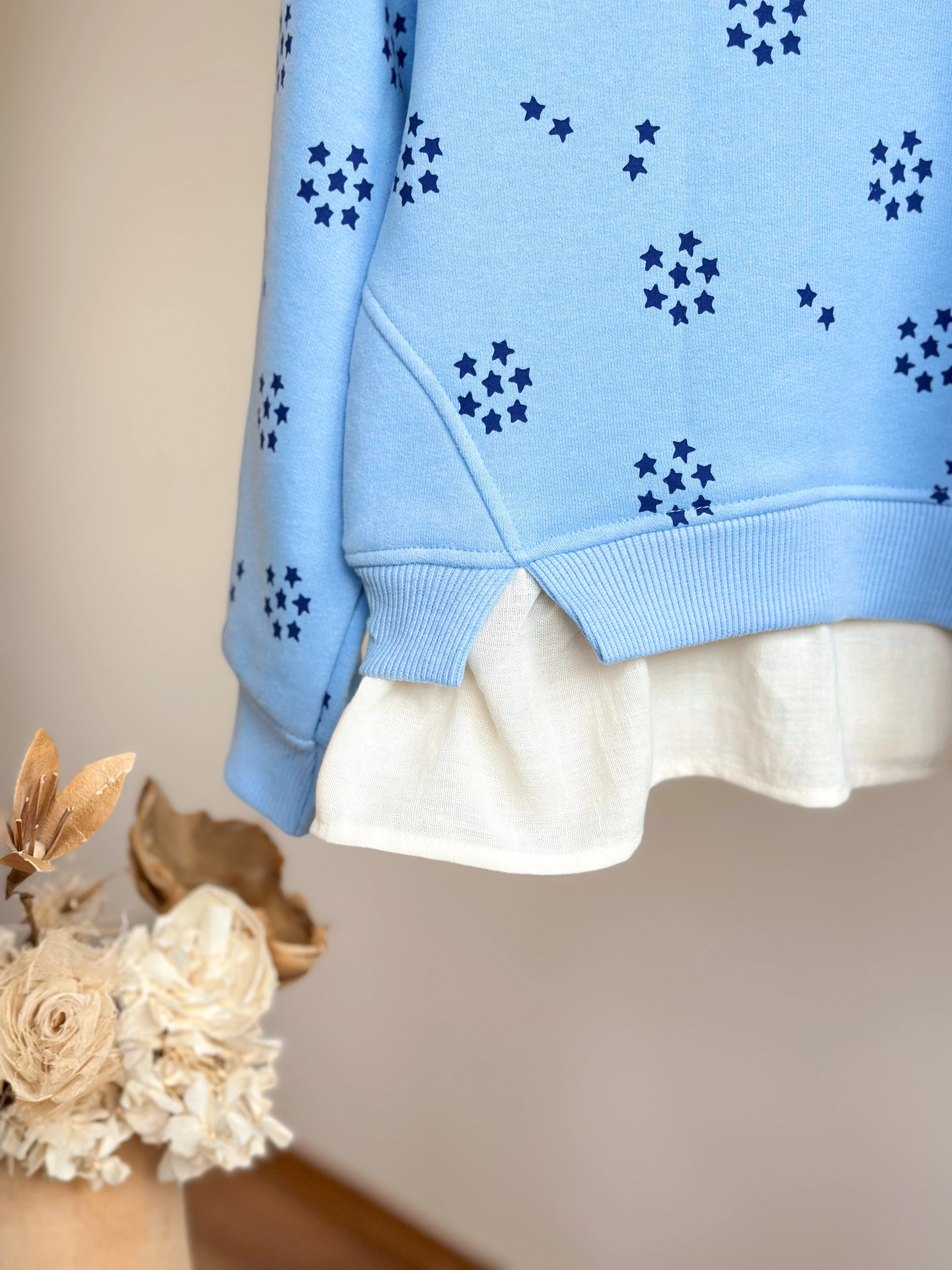 BABY BABY STARS Gömlek Detaylı Sweatshirt ve Tayt Takım