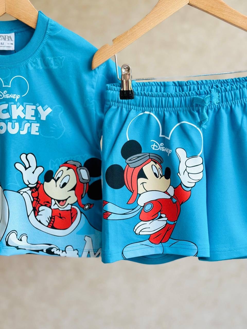 Mickey Mouse Mavi Şort Takım