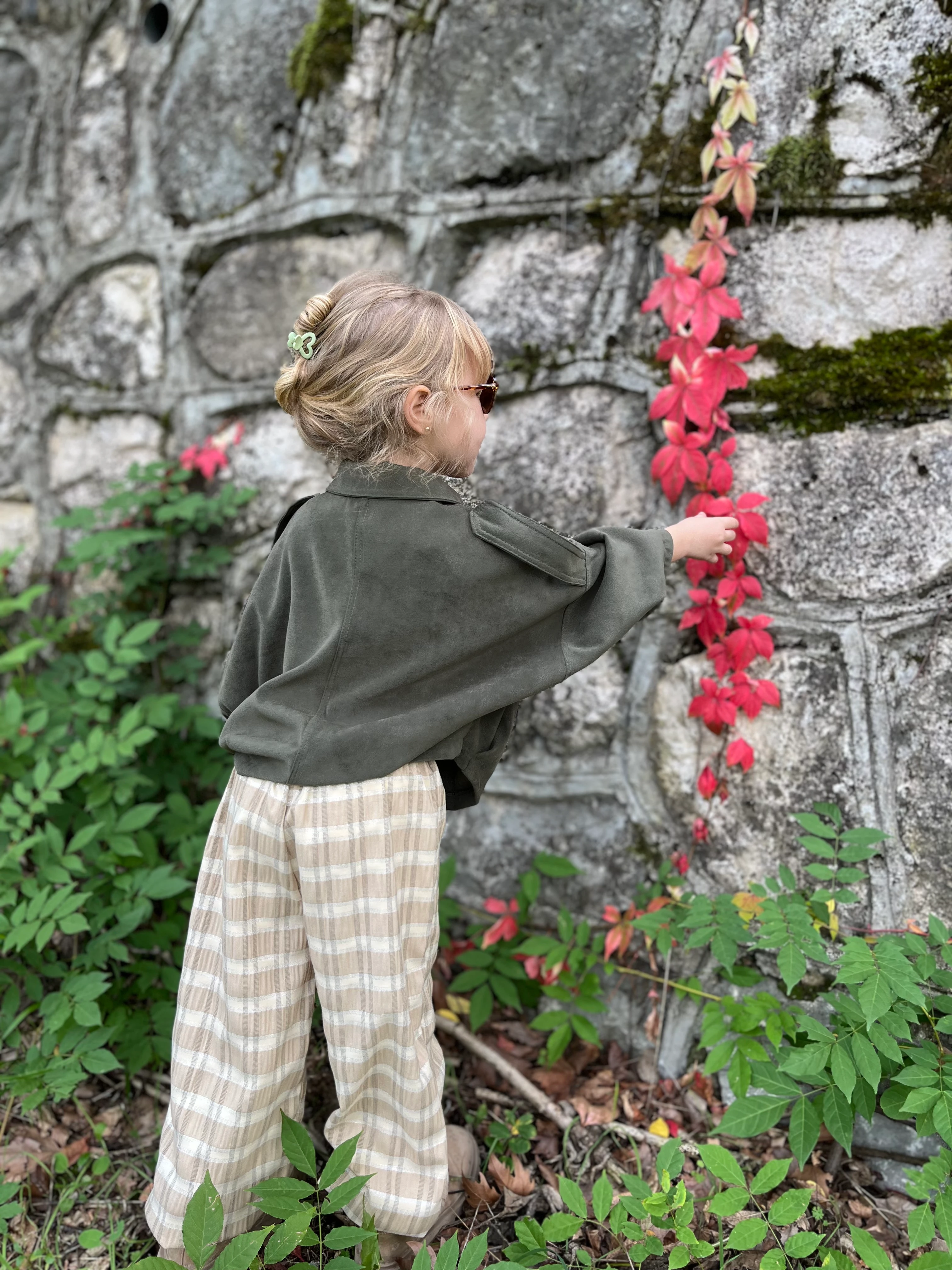 ADA Süet Görünümlü Bomber Ceket ve Gofre Pantolon Kız Çocuk Takım
