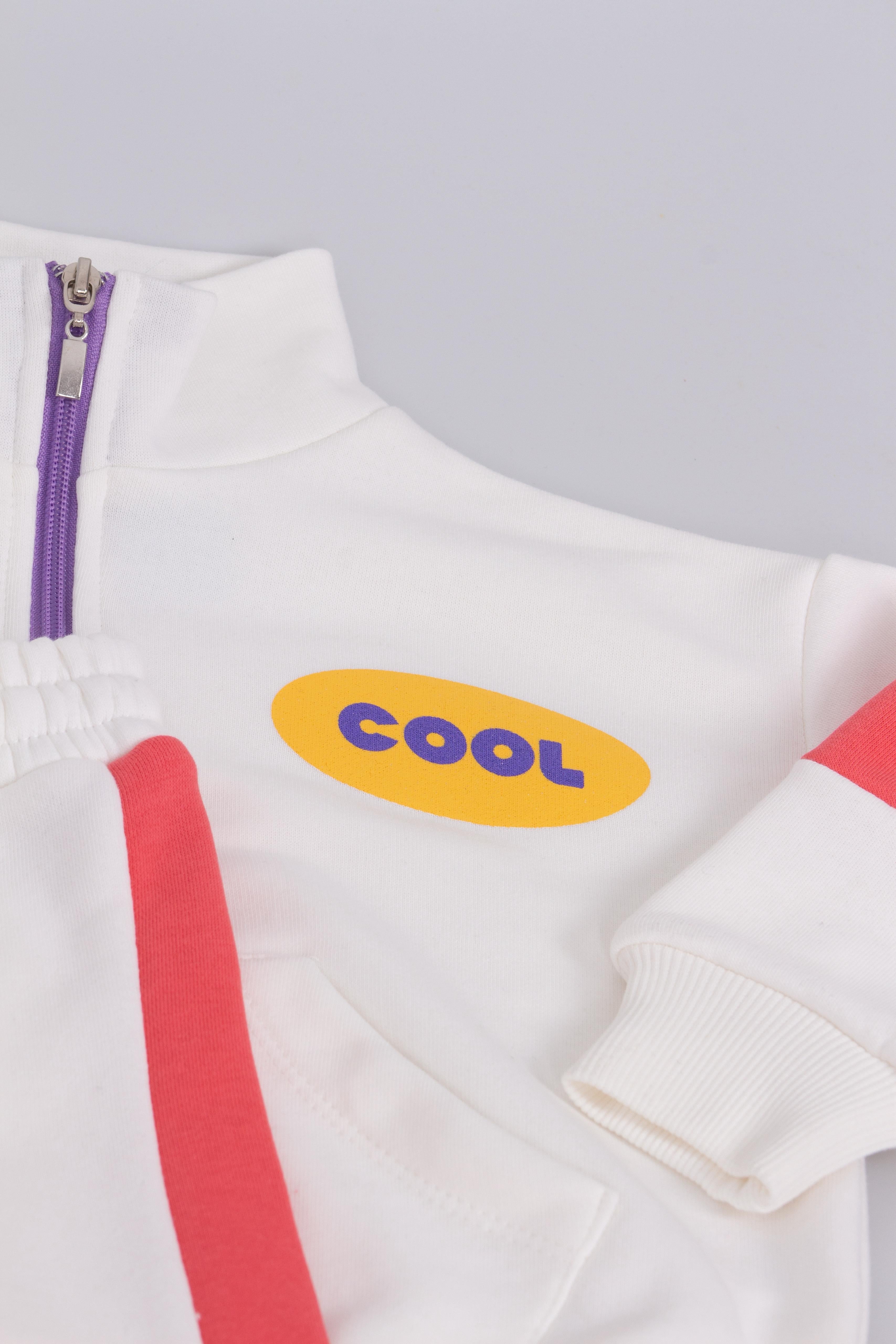 COOL Baskılı Sweatshirt Beyaz