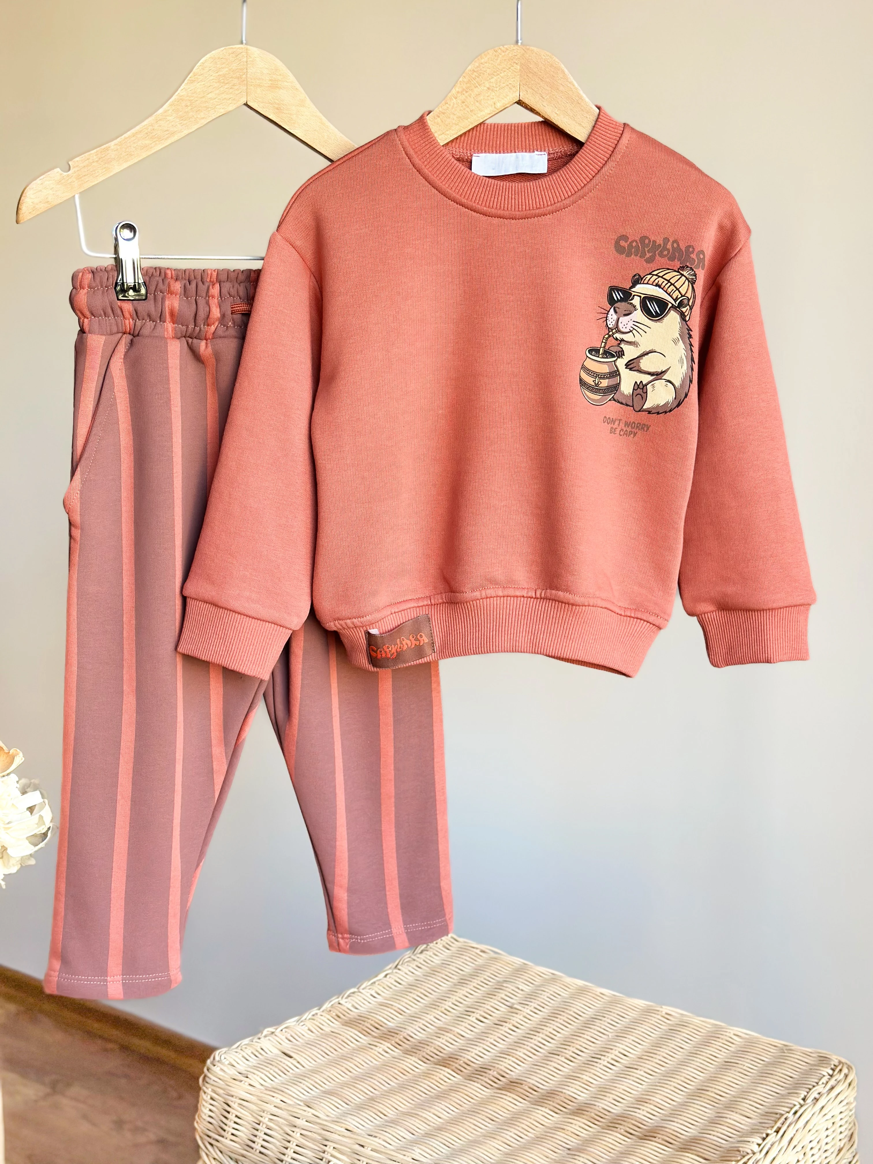 Karakter Baskılı Çizgili Takım