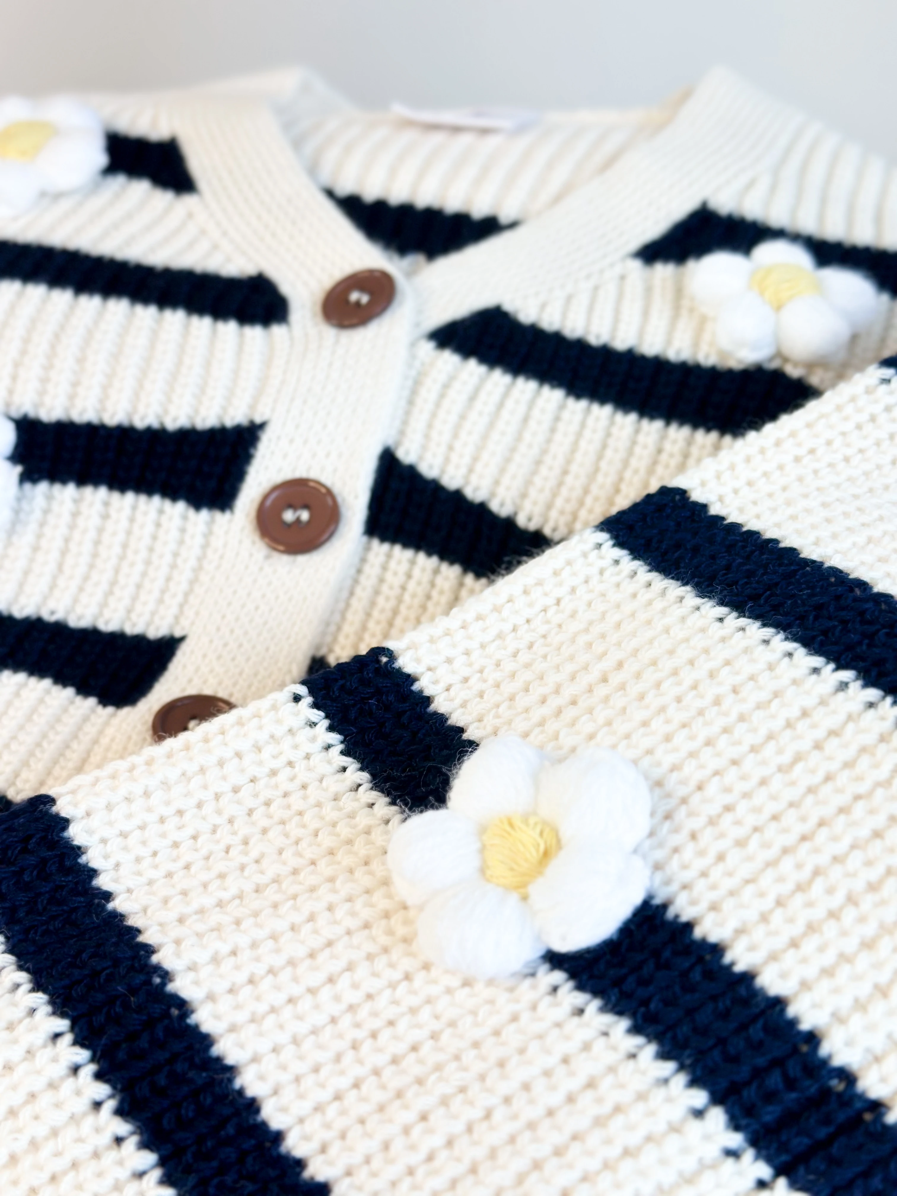 Örgü Papatya Detaylı Triko Hırka ve Pantolon Takım 