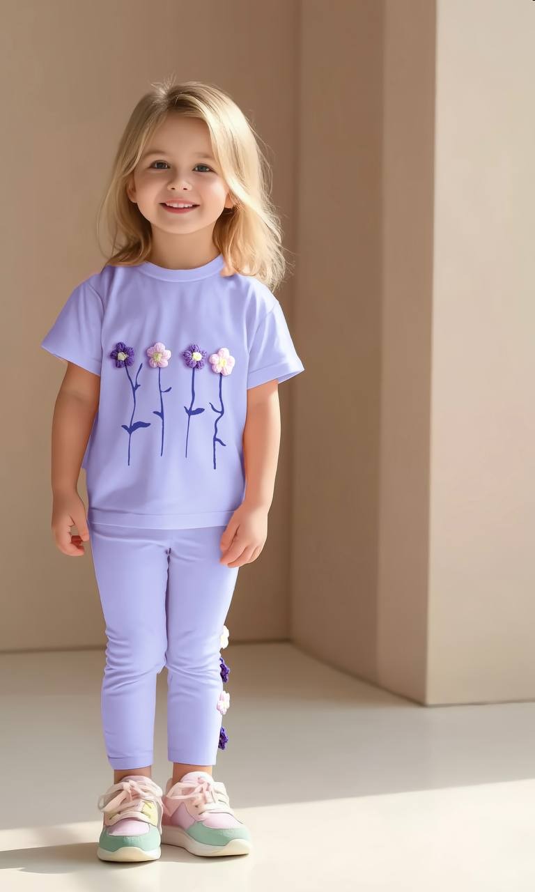 FLOWERS 3 Boyutlu T-Shirt ve Tayt Takım