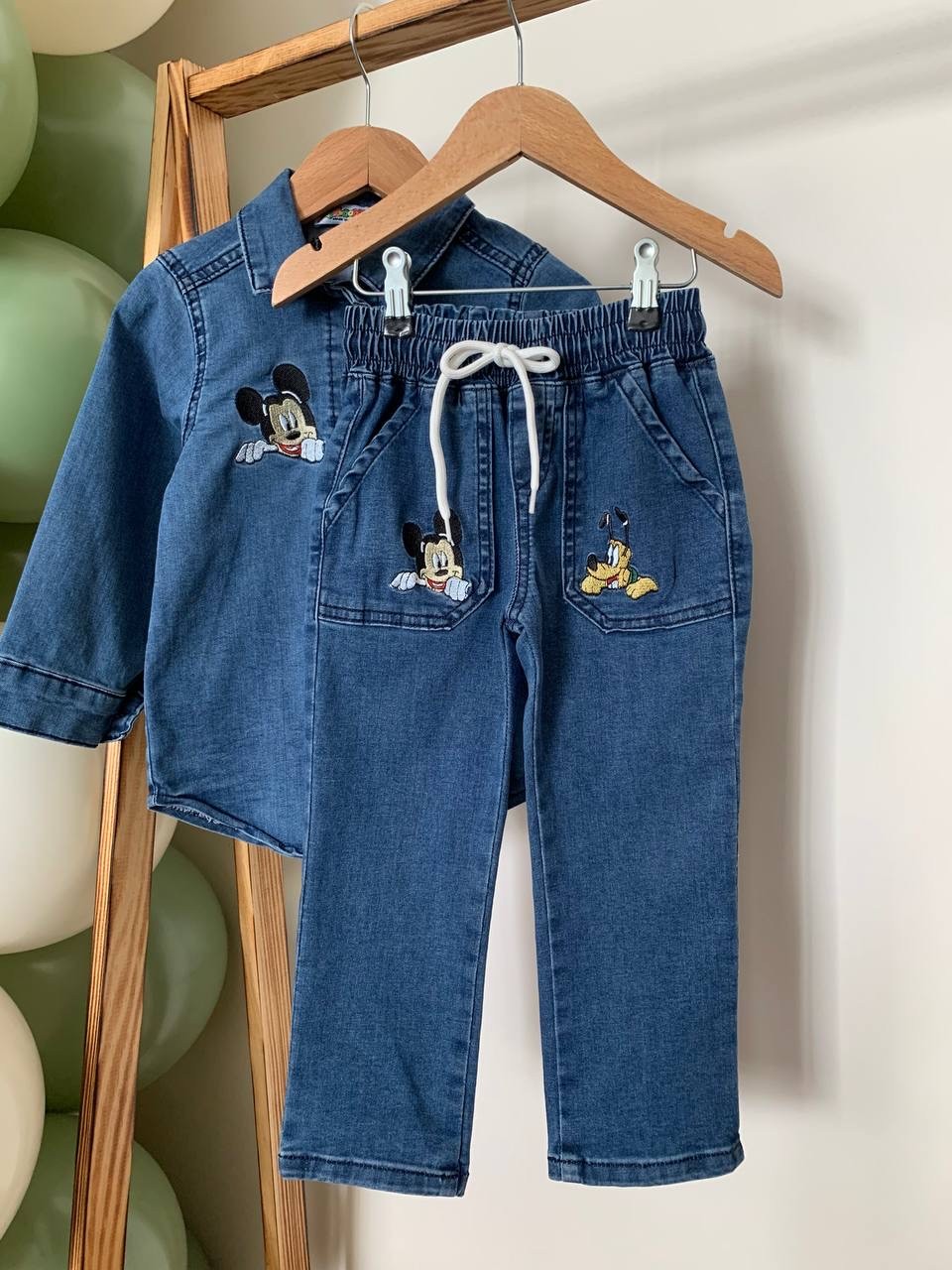 Mickey Baskılı Denim Takım