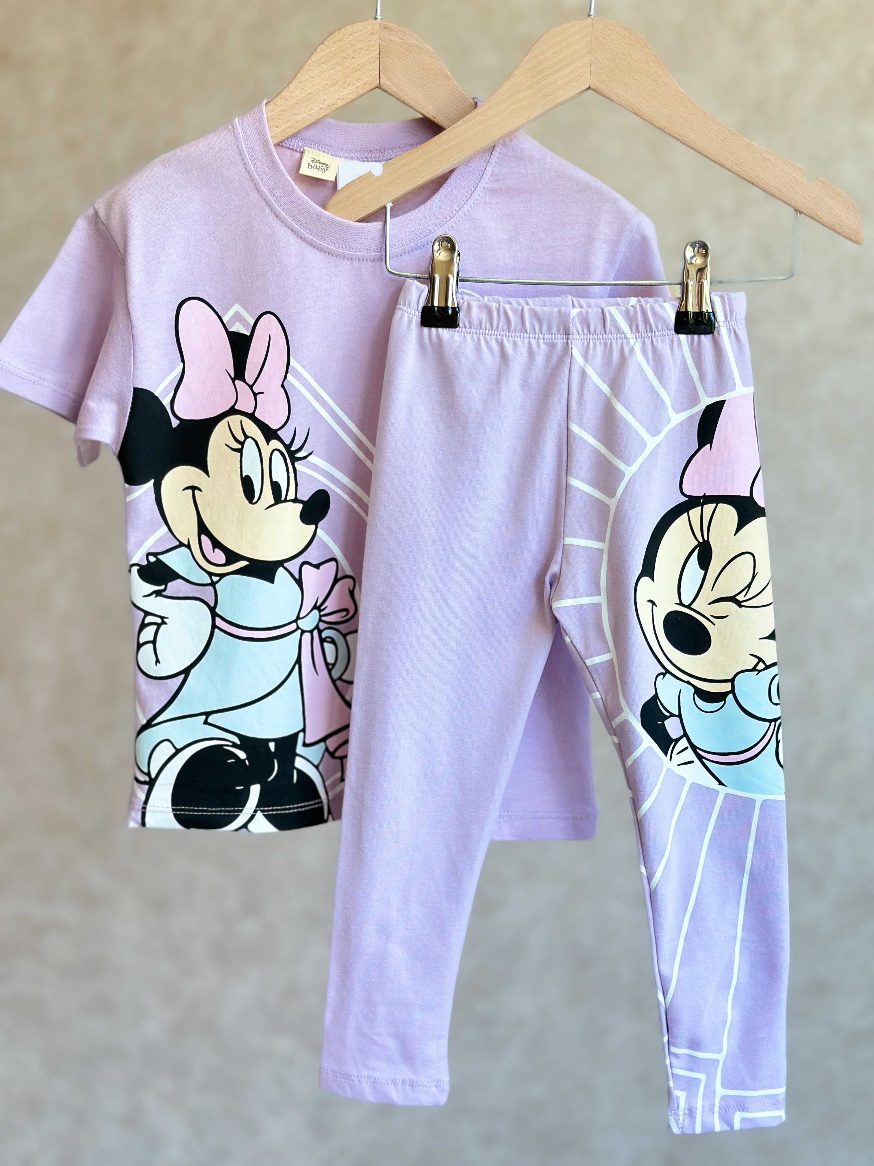 Minnie T-Shirt ve Tayt Takım-Lila