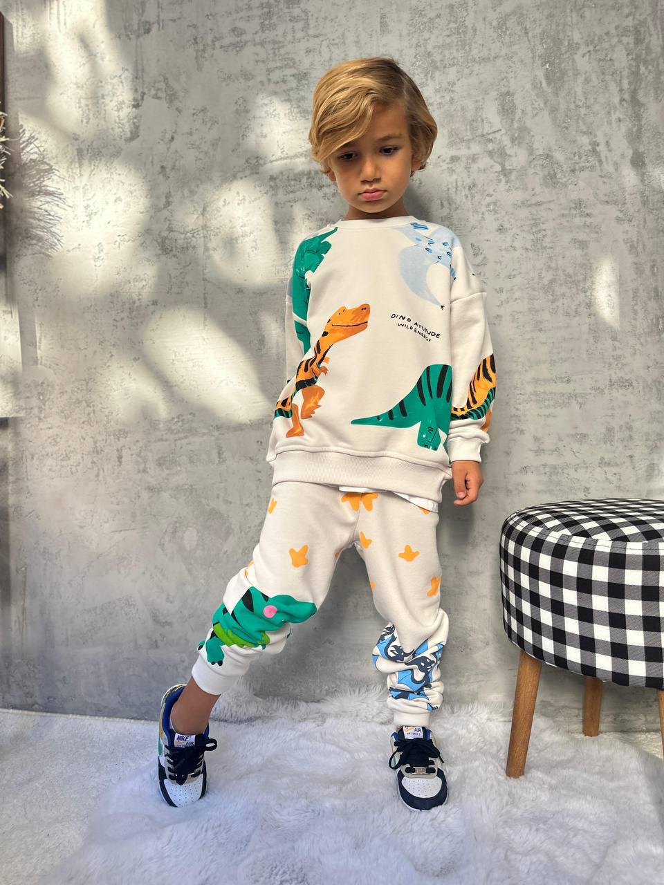 DİNO WILD ENERGY Baskılı Erkek Çocuk Sweatshirt ve Eşofman Takımı