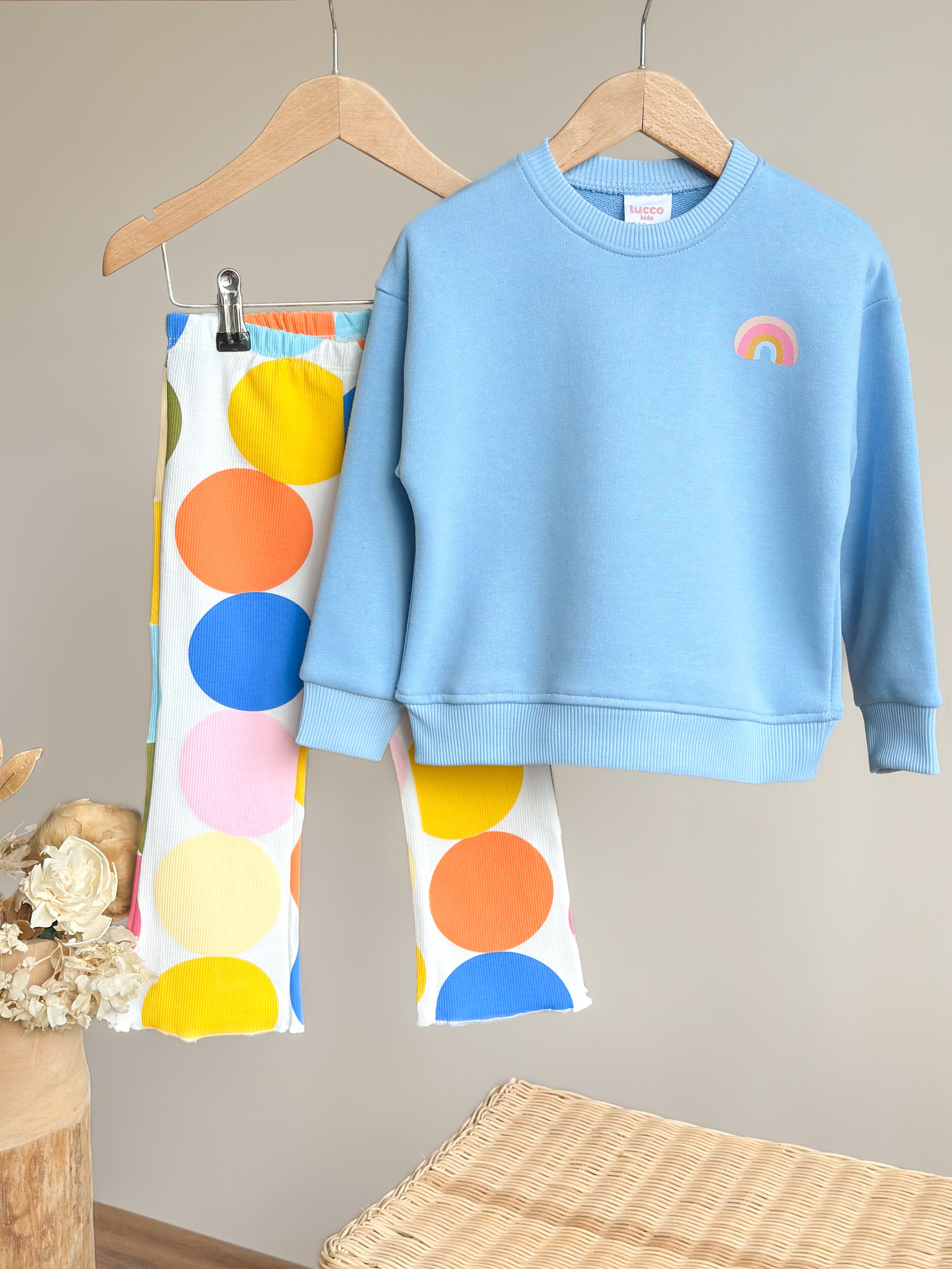Gökkuşağı Detaylı Sweatshirt ve Tayt Takım
