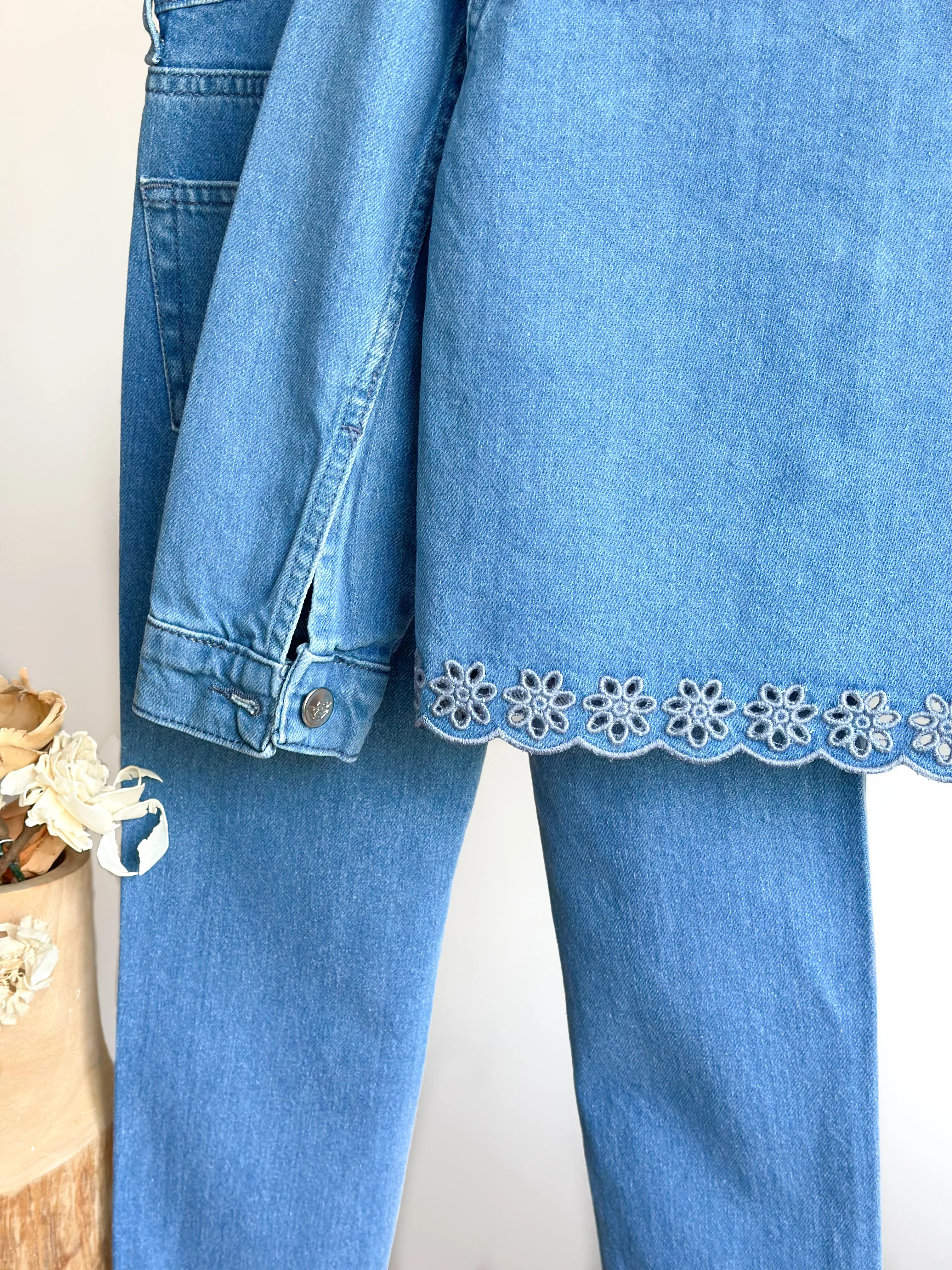 Yeni Sezon Nakış Detaytlı Kot Denim Takım