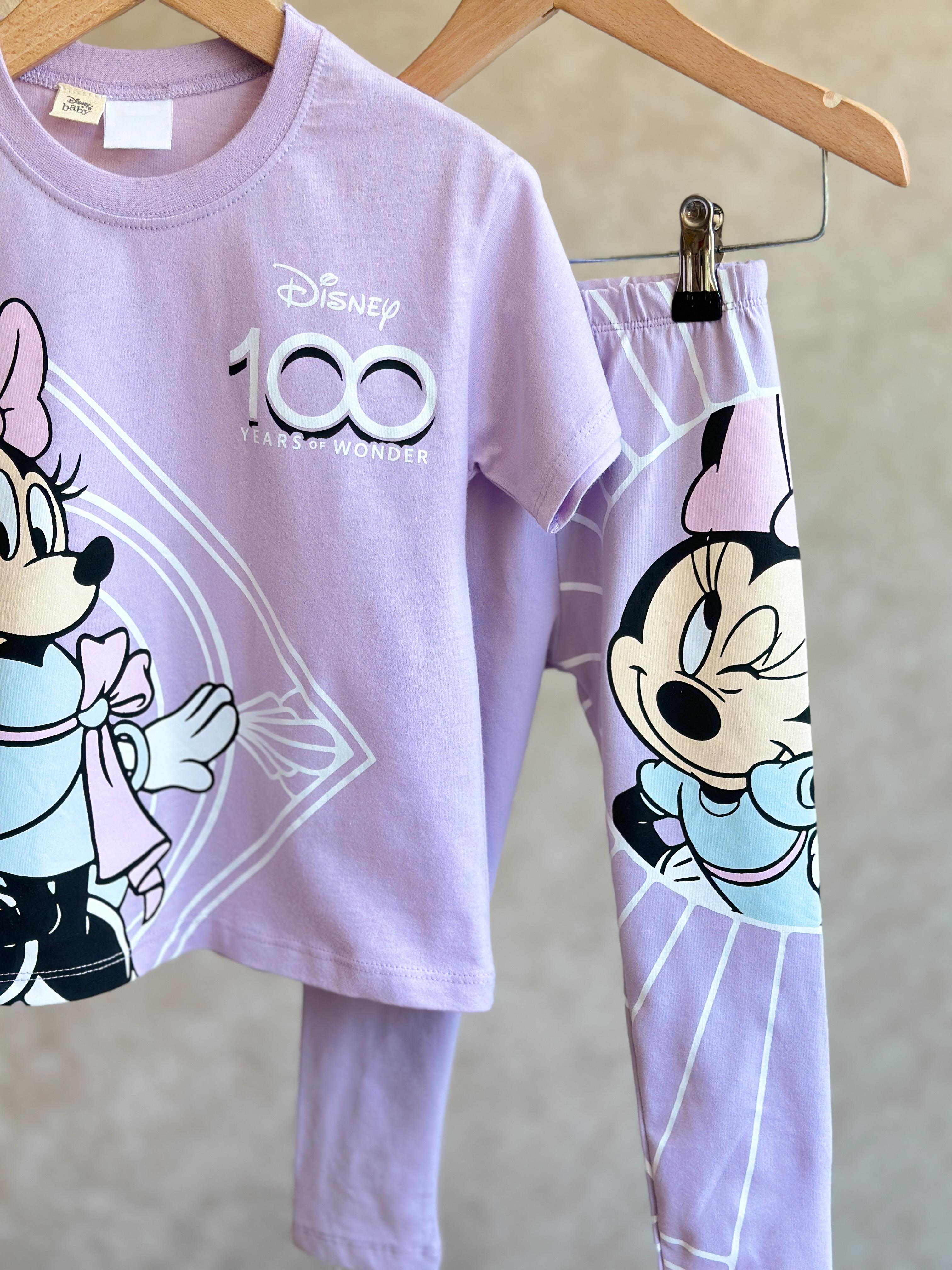 Minnie T-Shirt ve Tayt Takım-Lila