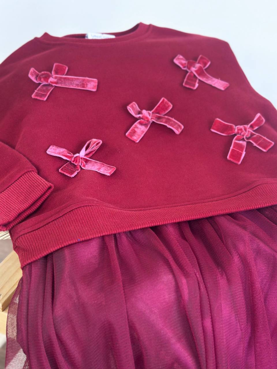 3 Boyutlu Fiyonk Detaylı Sweatshirt Elbise