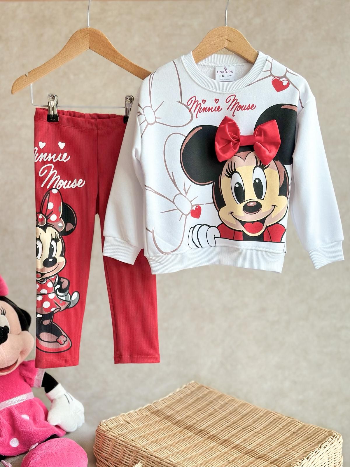 Minnie 3 Boyutlu Kurle Detay Sweatshirt ve Tayt Takım