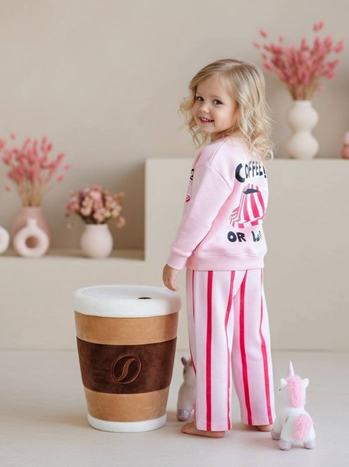 COFFE LINE Sweatshirt ve Kot Dokuma Pantolon Takım